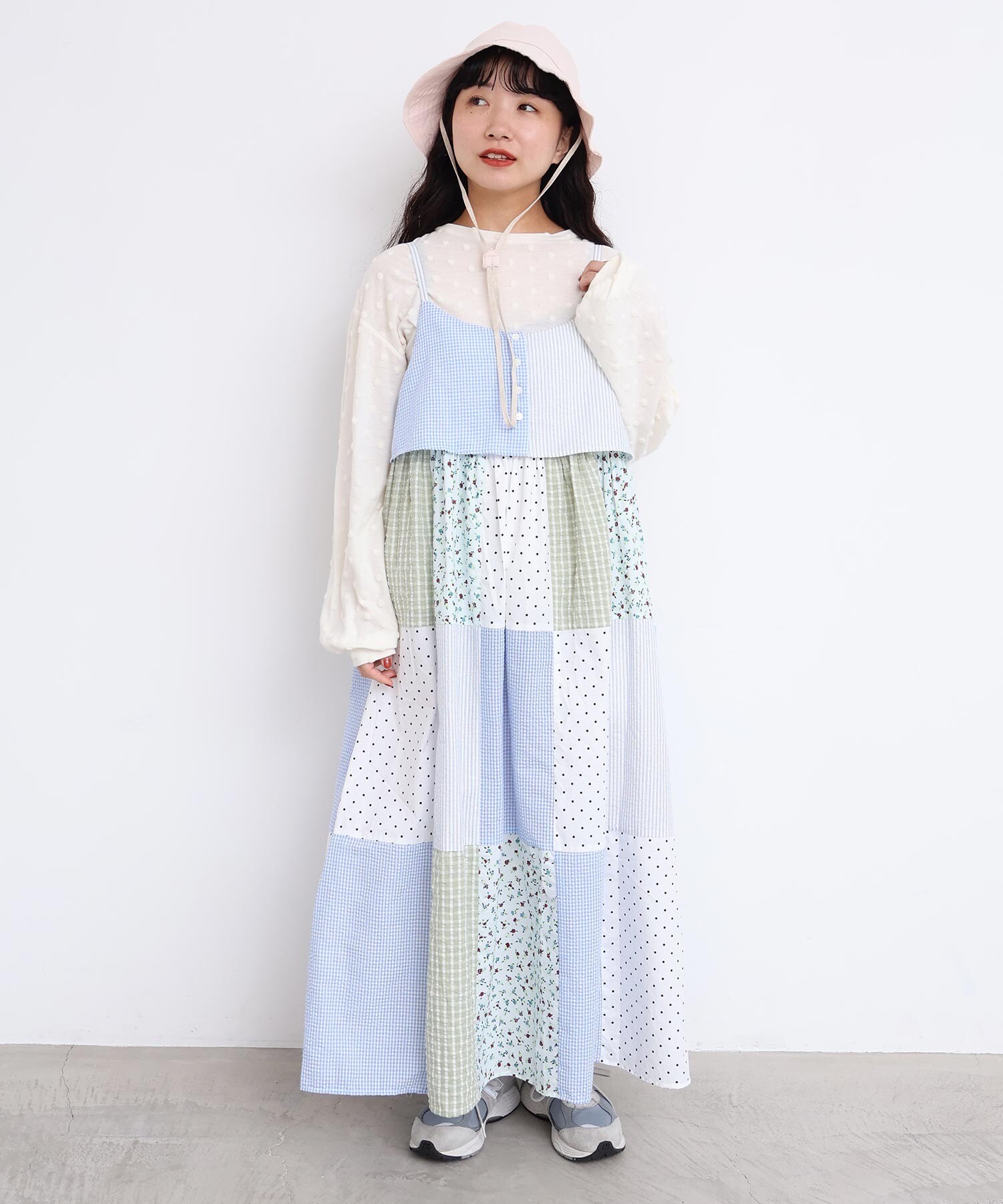 AMBIDEX Store little garden パッチワークキャミワンピース(F
