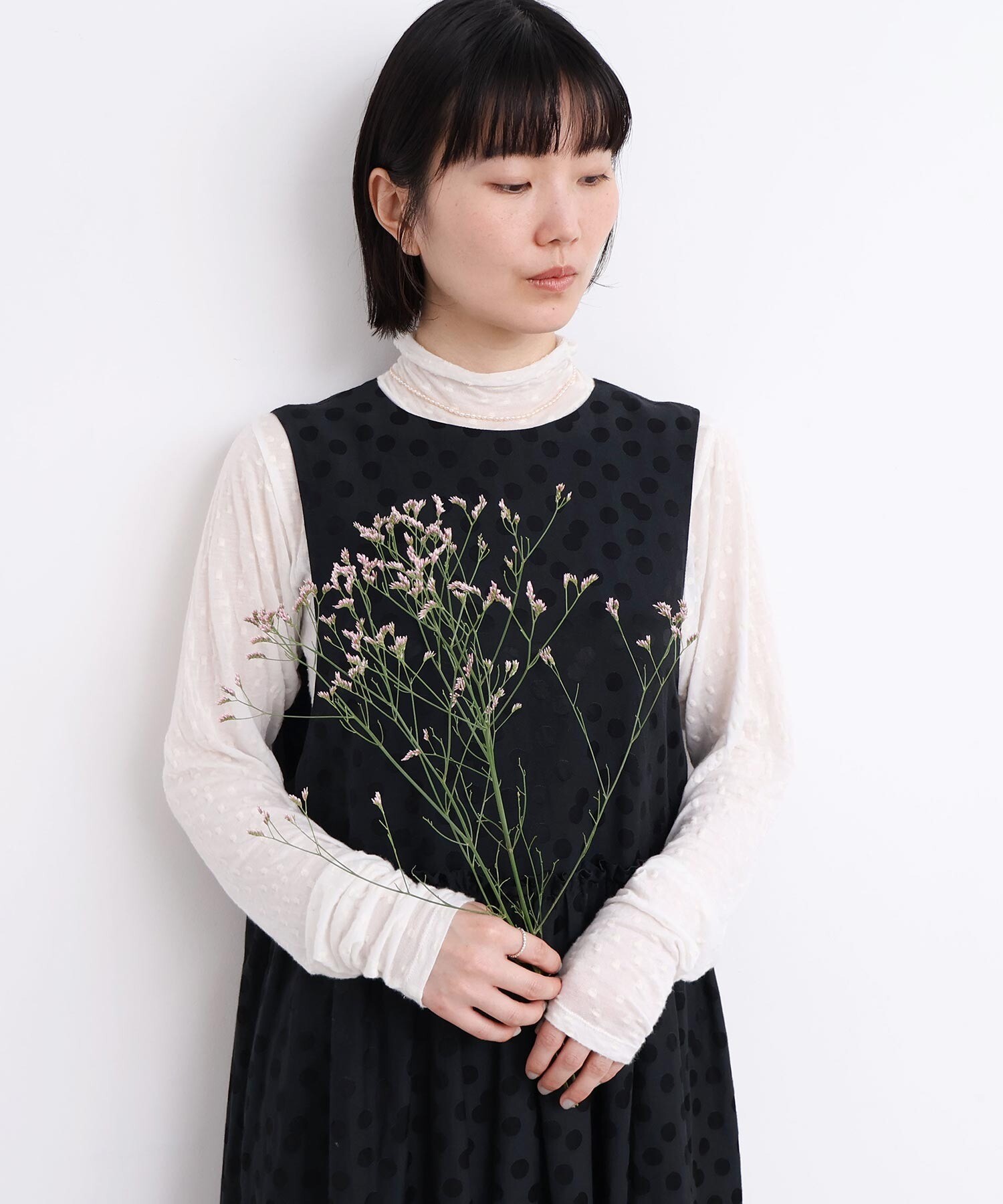 未使用級ꕥヌキテパ 25SS 完売品 ジャガードアナベル刺繍ノースリーブ