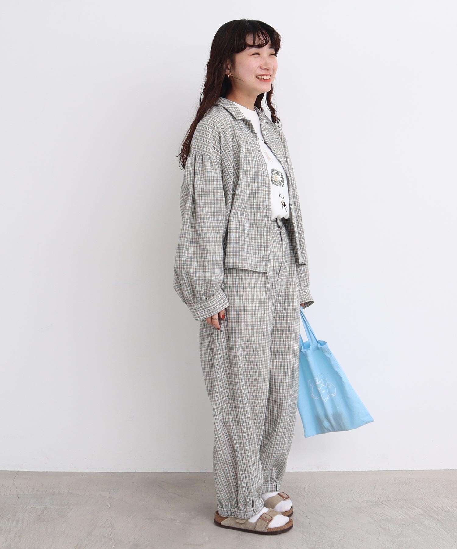 l'atelier du savon くるくるチェック刺繍パンツ l'atelier du savon（アトリエドサボン）の「くるくるチェック