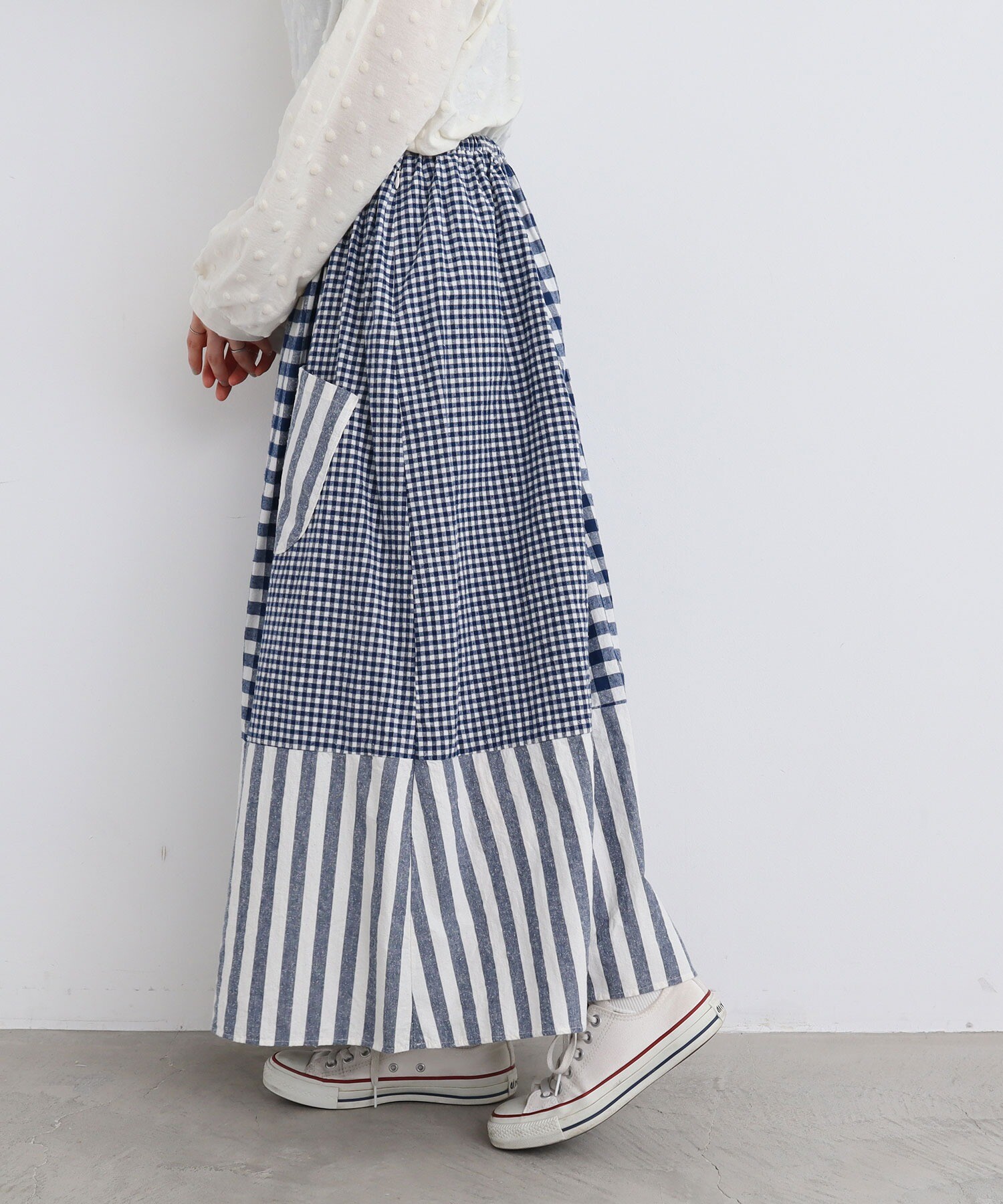 パッチワーク刺繍スカート - ロングスカート