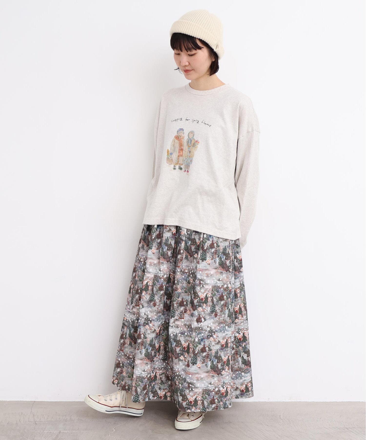 AMBIDEX Store 星くずと冬の街 シャツコールプリントスカート(F コン