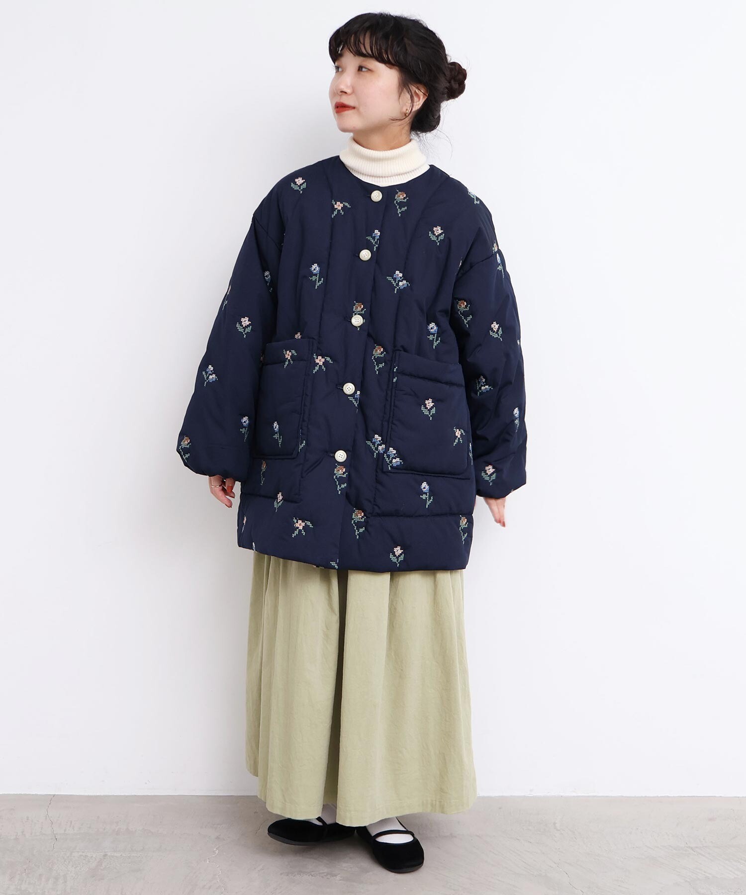 AMBIDEX Store 〇21Wシャツコール タックスカート(F カーキ): l