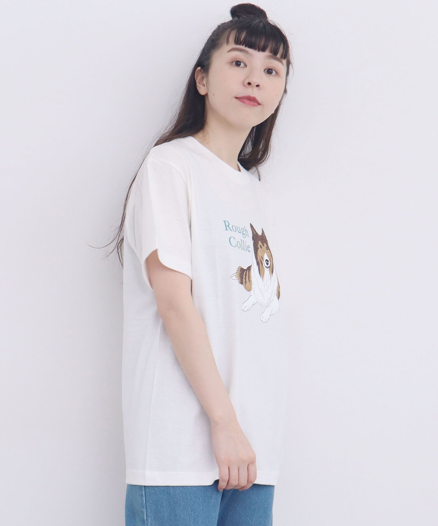 AMBIDEX Store 【予約販売】○ラフコリー プリント Tシャツ(F シロ): l 