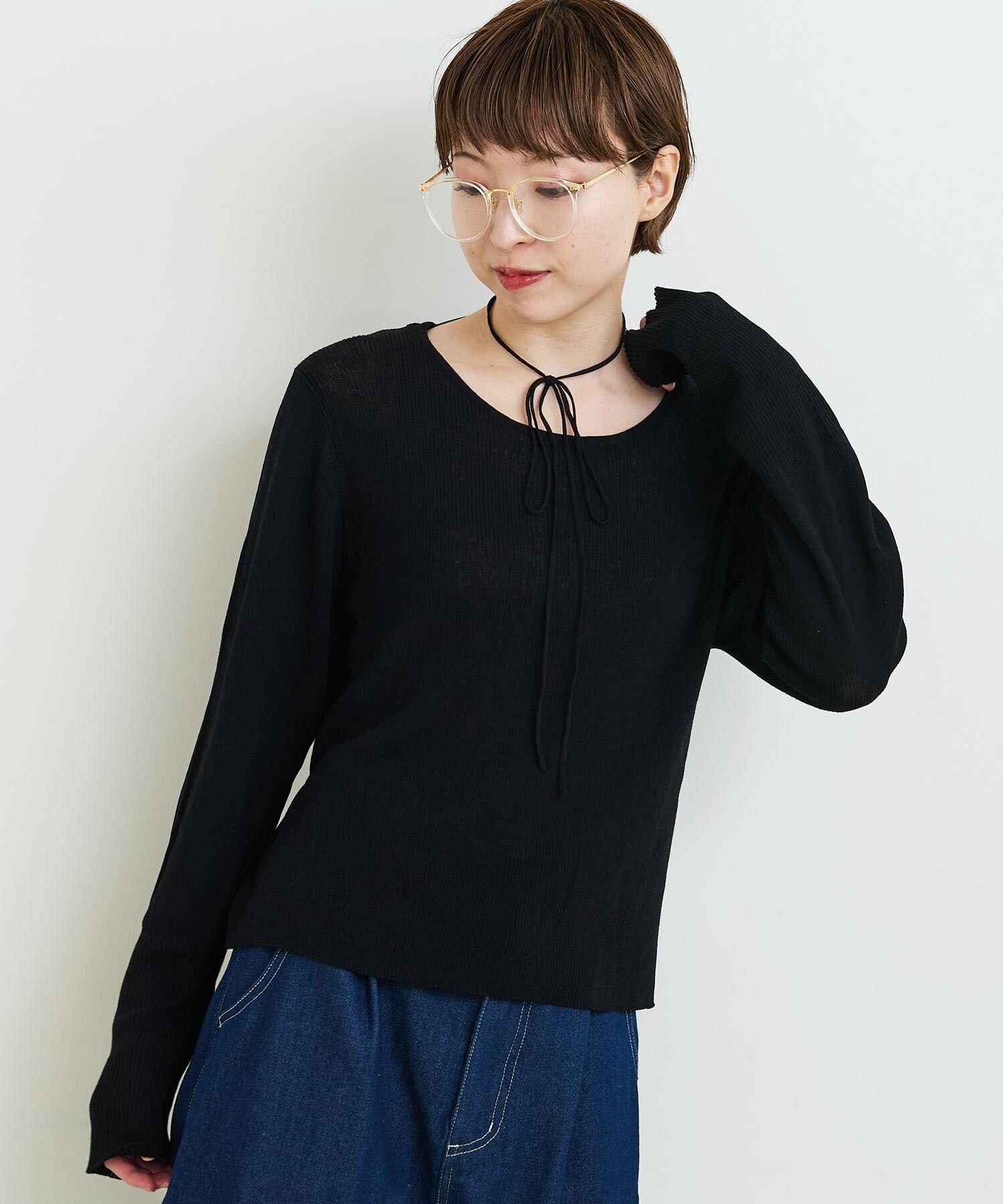 AMBIDEX Store ○○BICOLOR Choker リブニット(F グレー): l