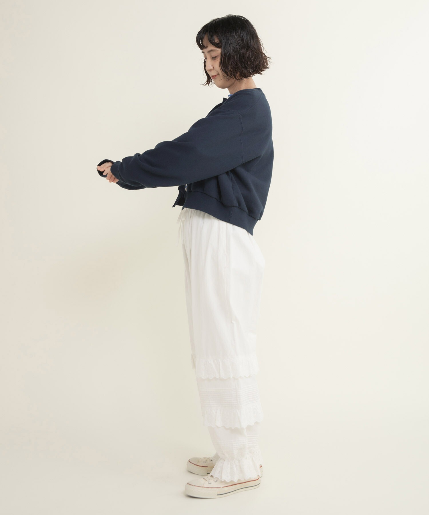 BONBONプリントスウェット リメイクはおりカーディガン