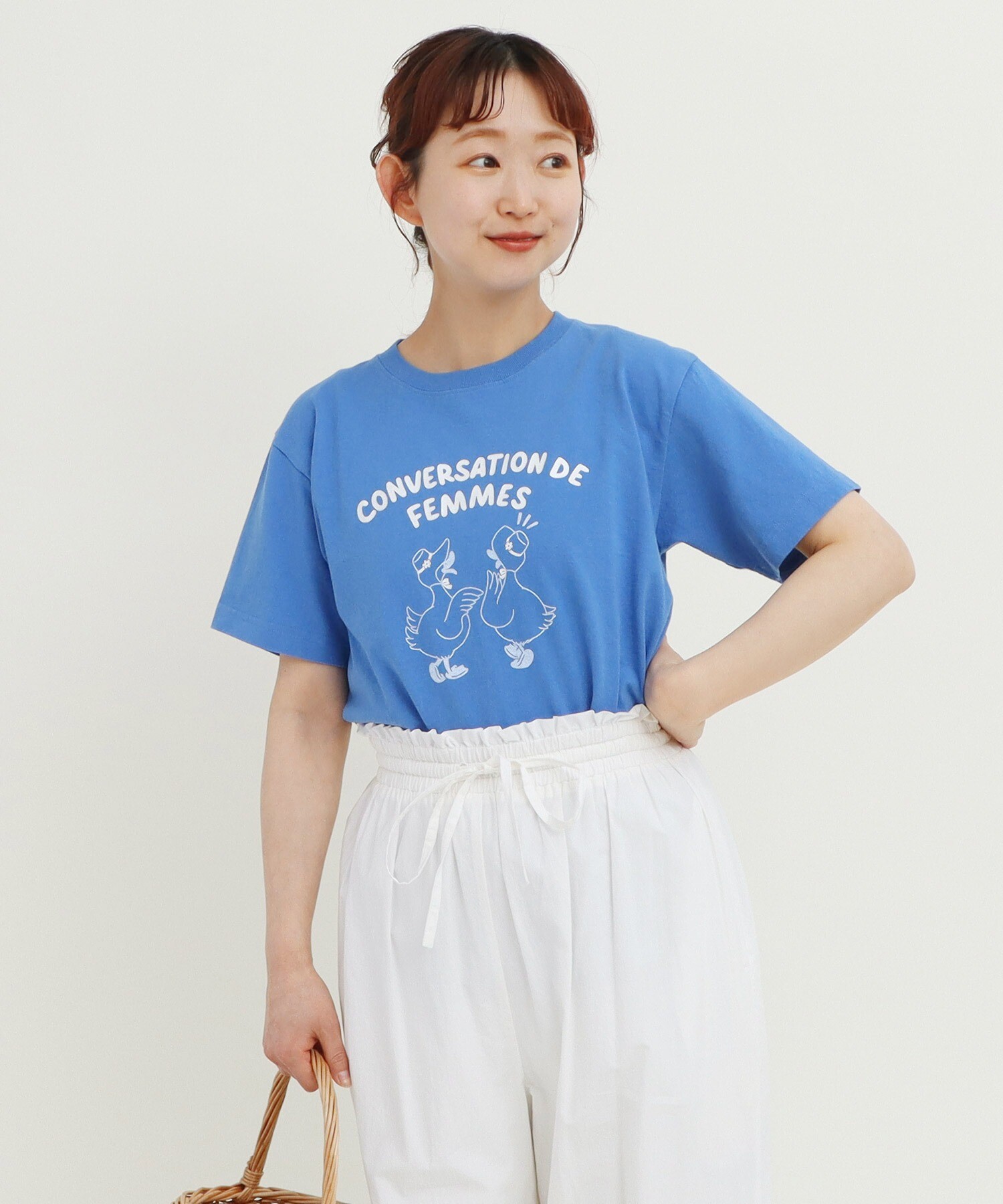 AMBIDEX Store △○アヒルの会議プリント ミニTシャツ(F ピンク