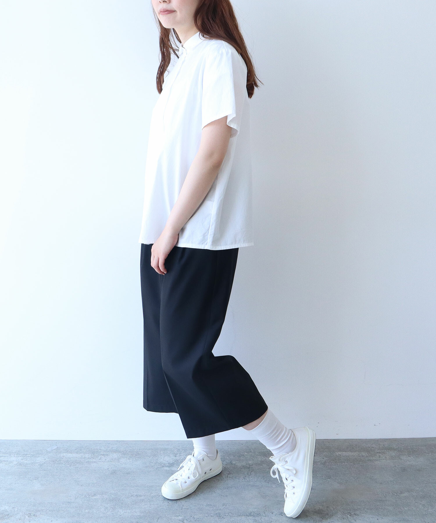 AMBIDEX Store itsumo カド襟 半袖シャツ(F シロ): bulle de savon