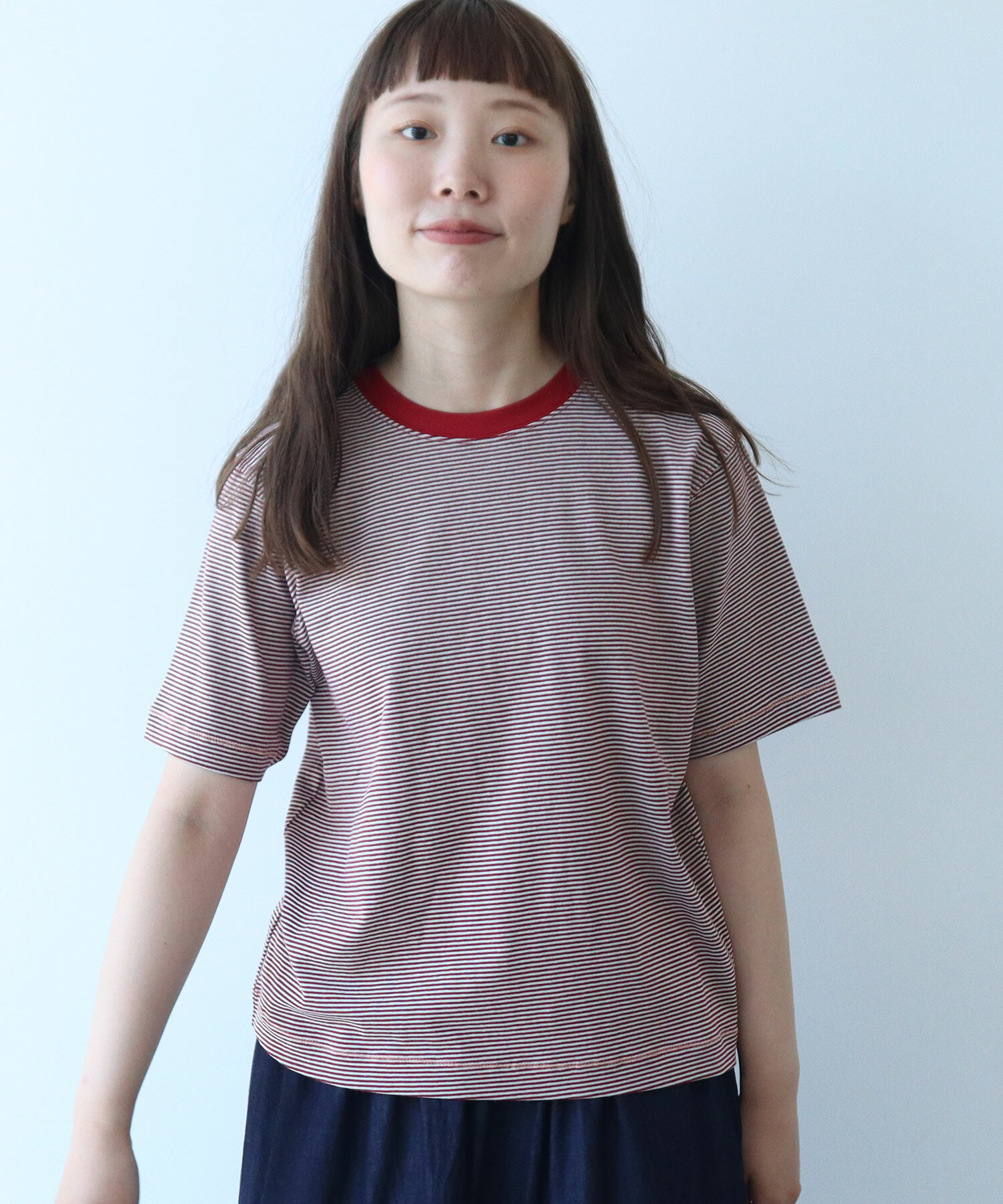AMBIDEX Store △ミジンボーダー 半袖Tシャツ(F チャ): bulle de