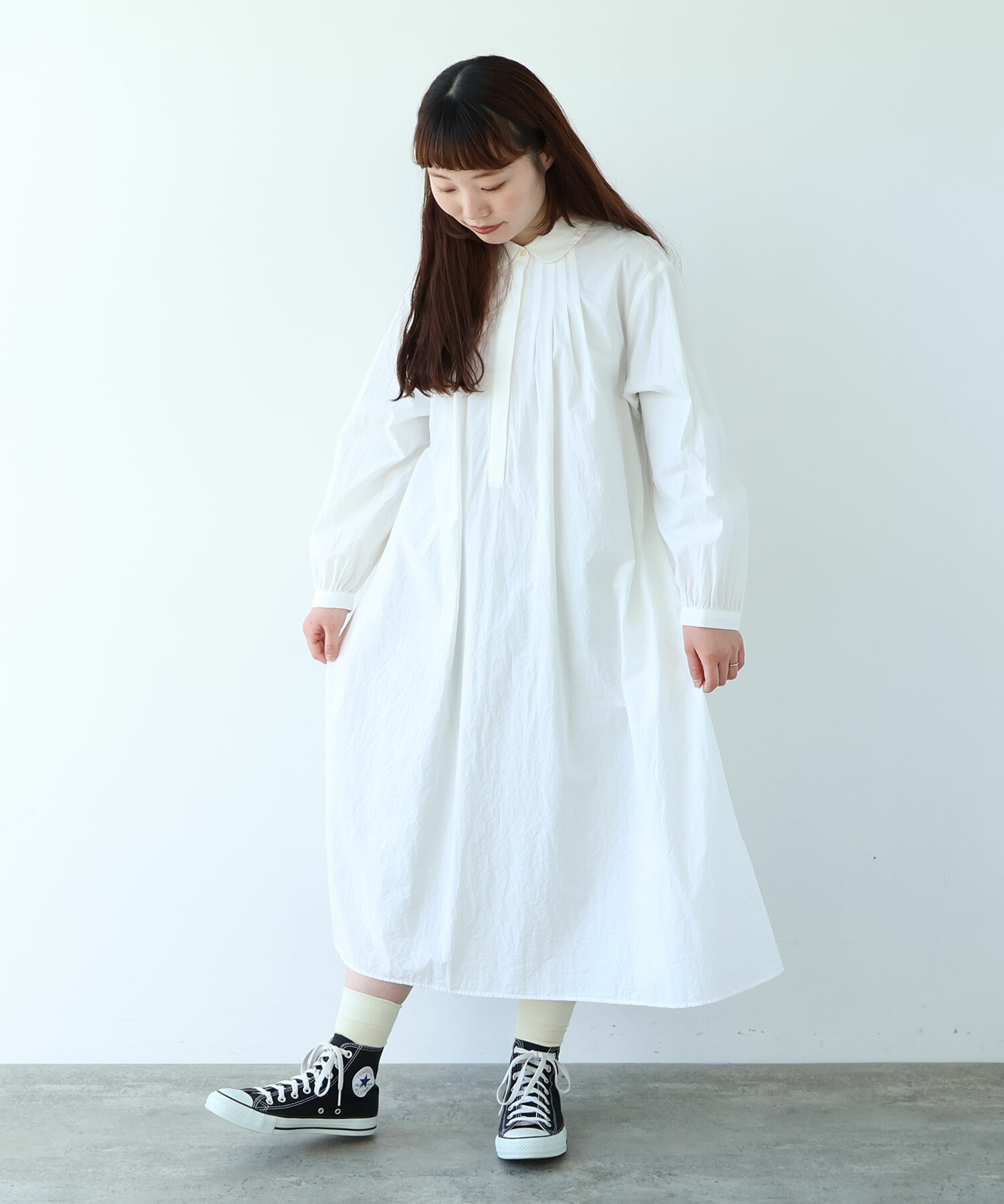 AMBIDEX Store 〇 basic cotton タックワンピース(F アオ): bulle de savon