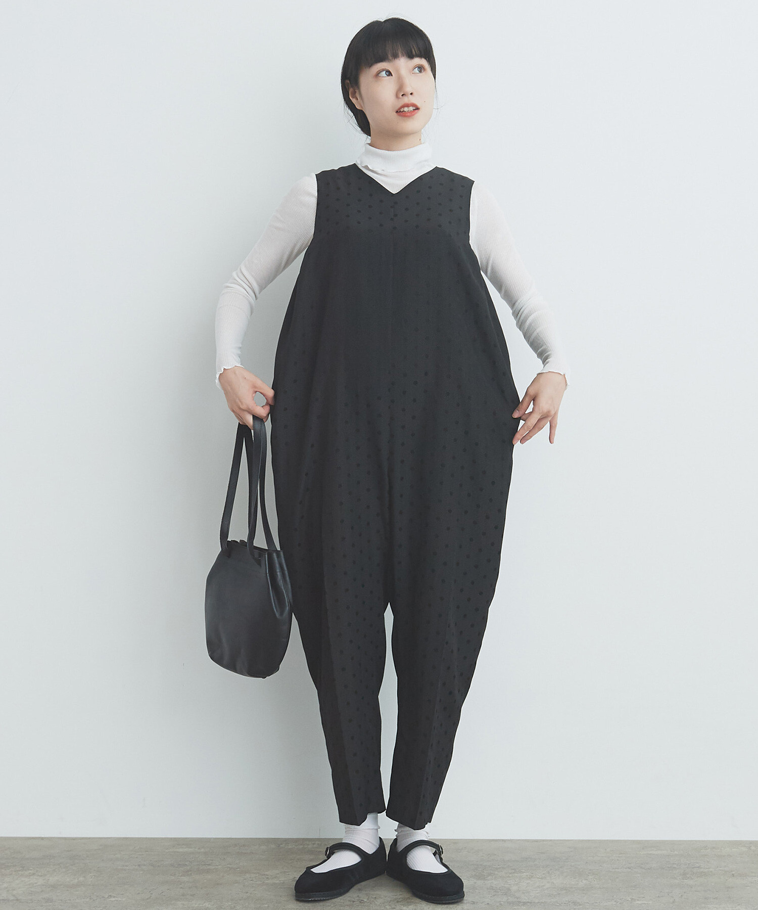 AMBIDEX Store ○dot×dot ジャカード サロペット(F クロ): bulle de savon