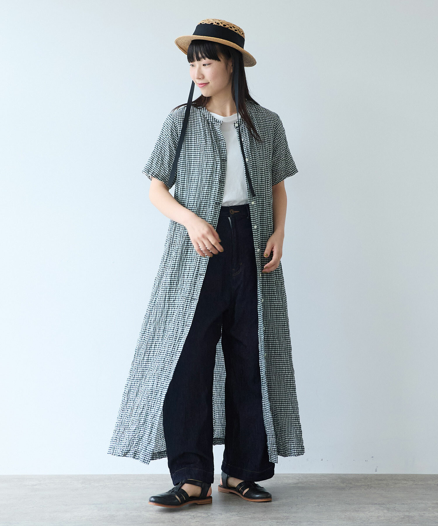 AMBIDEX Store ○ shirring mini check ワンピース(F アオ): bulle de