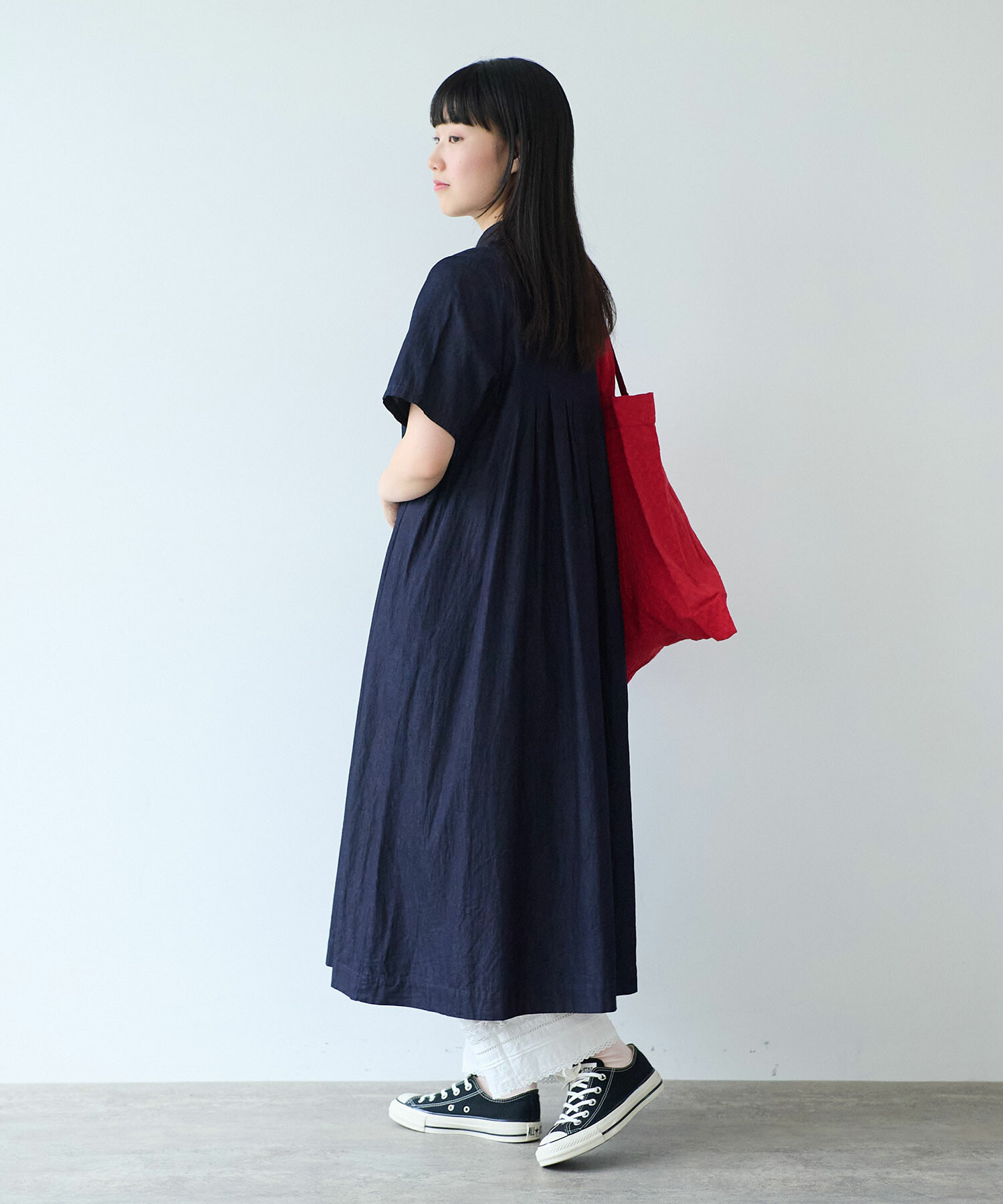 AMBIDEX Store ○ 5.5oz denim 丸襟ワンピース(F インディゴ): bulle
