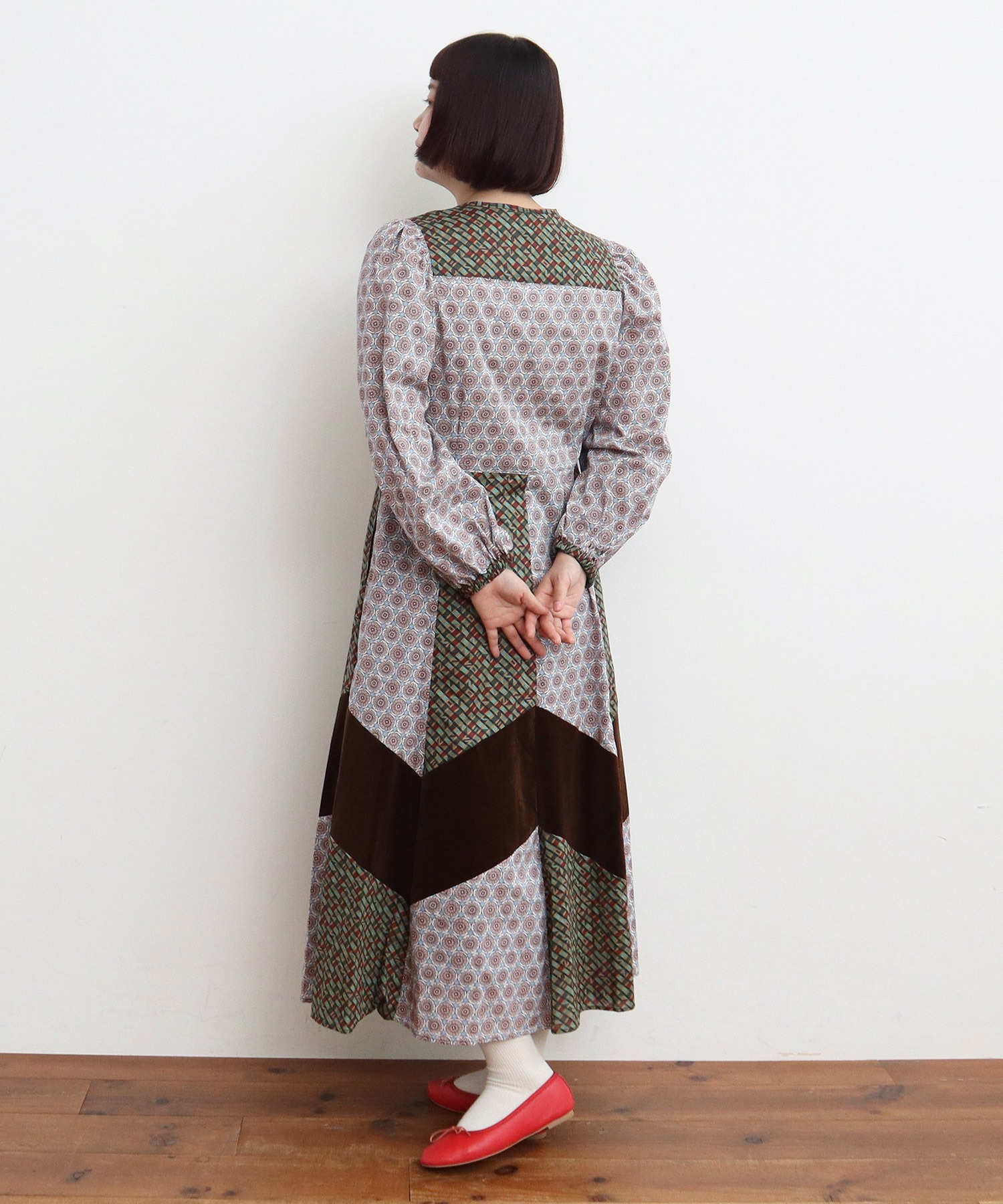 AMBIDEX Store ○○リバティ/LIBERTY パッチワーク＆別珍 パフスリーブ