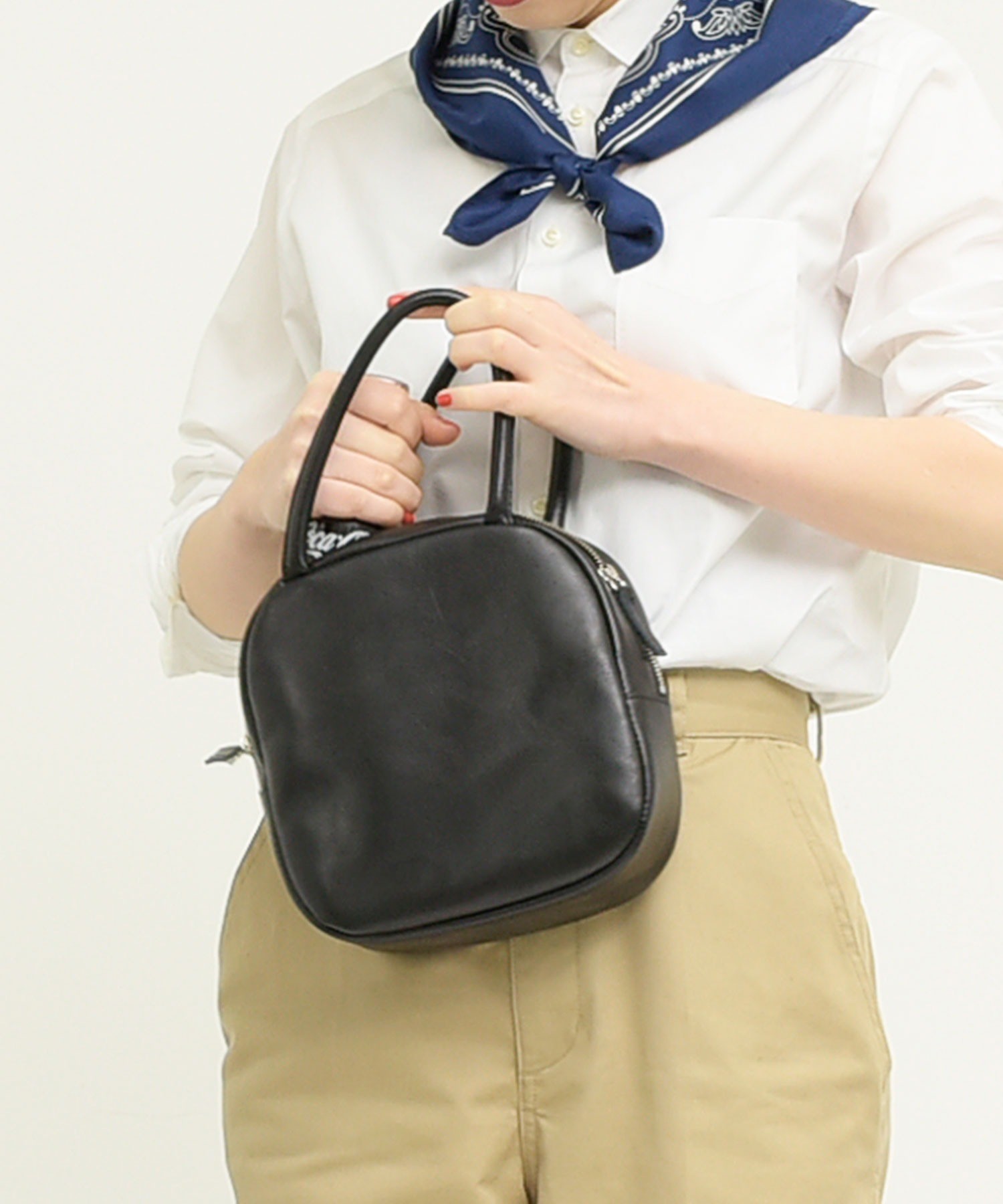 AMBIDEX Store ○△ICY LEATHER BOSTONBAG(F アカ): Dot and Stripes 