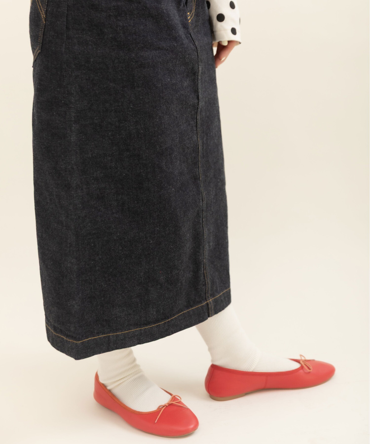 11.36ozムラ糸デニム ミディアムタイトスカート