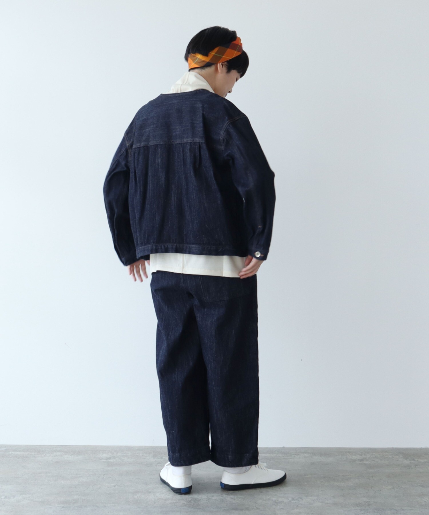 yuni コットンデニムノーカラーブルゾン yuni｜cotton denim ノーカラー ブルゾン 1701BZ003251 デニム