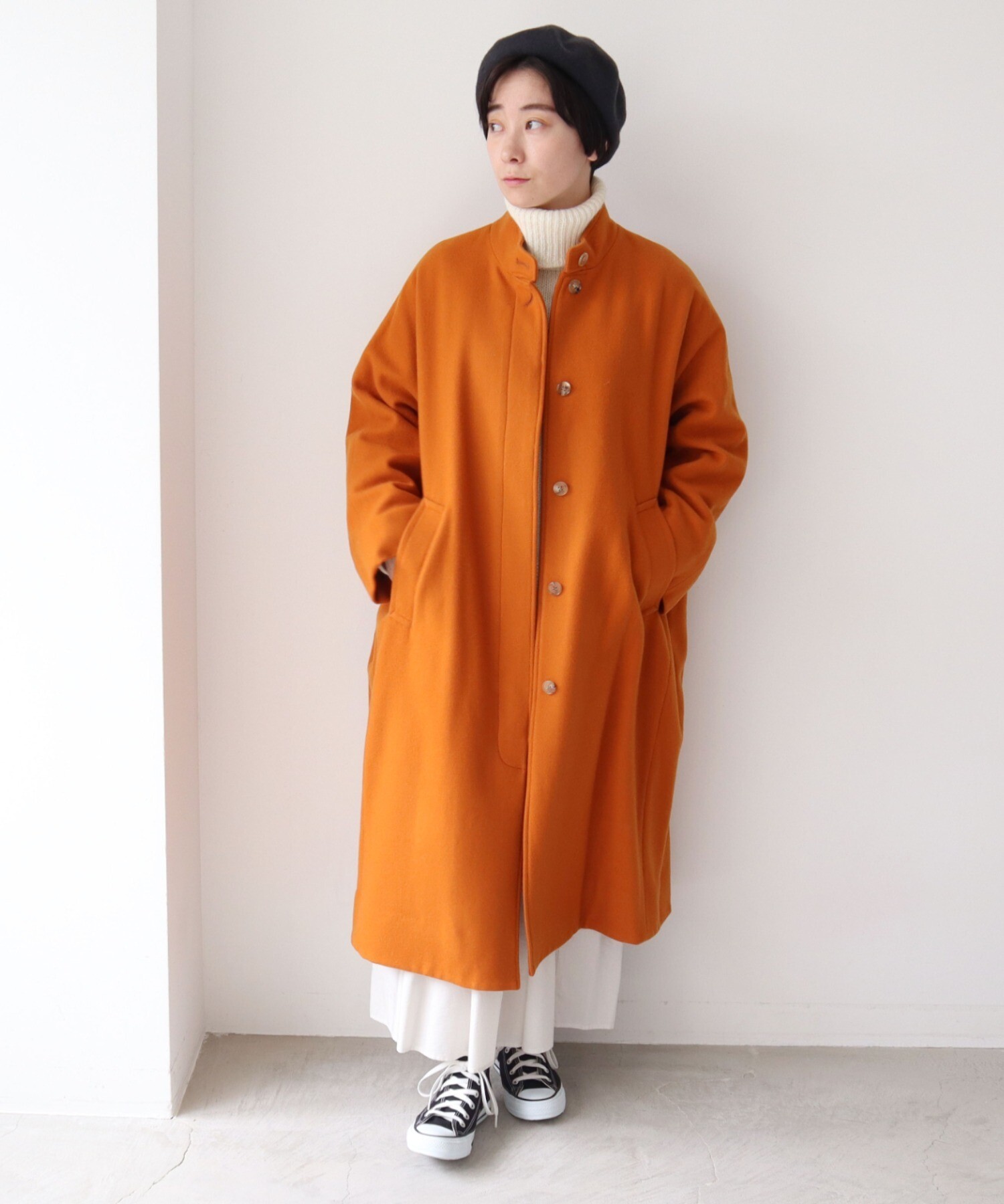 AMBIDEX Store △Wool/super100 wide stand collar コート(F グリーン 