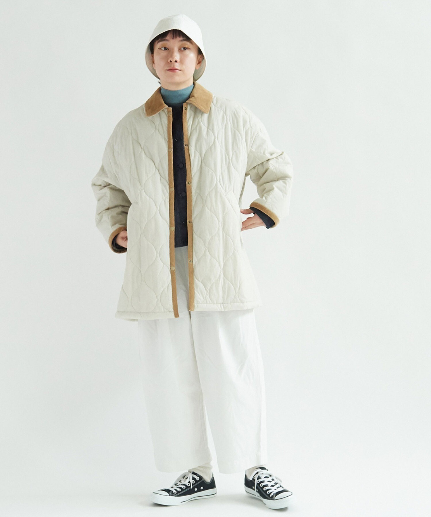yuni EVOダウン　ミドルコート　キルティング　コーデュロイ　コート３回程度の着用で美品です