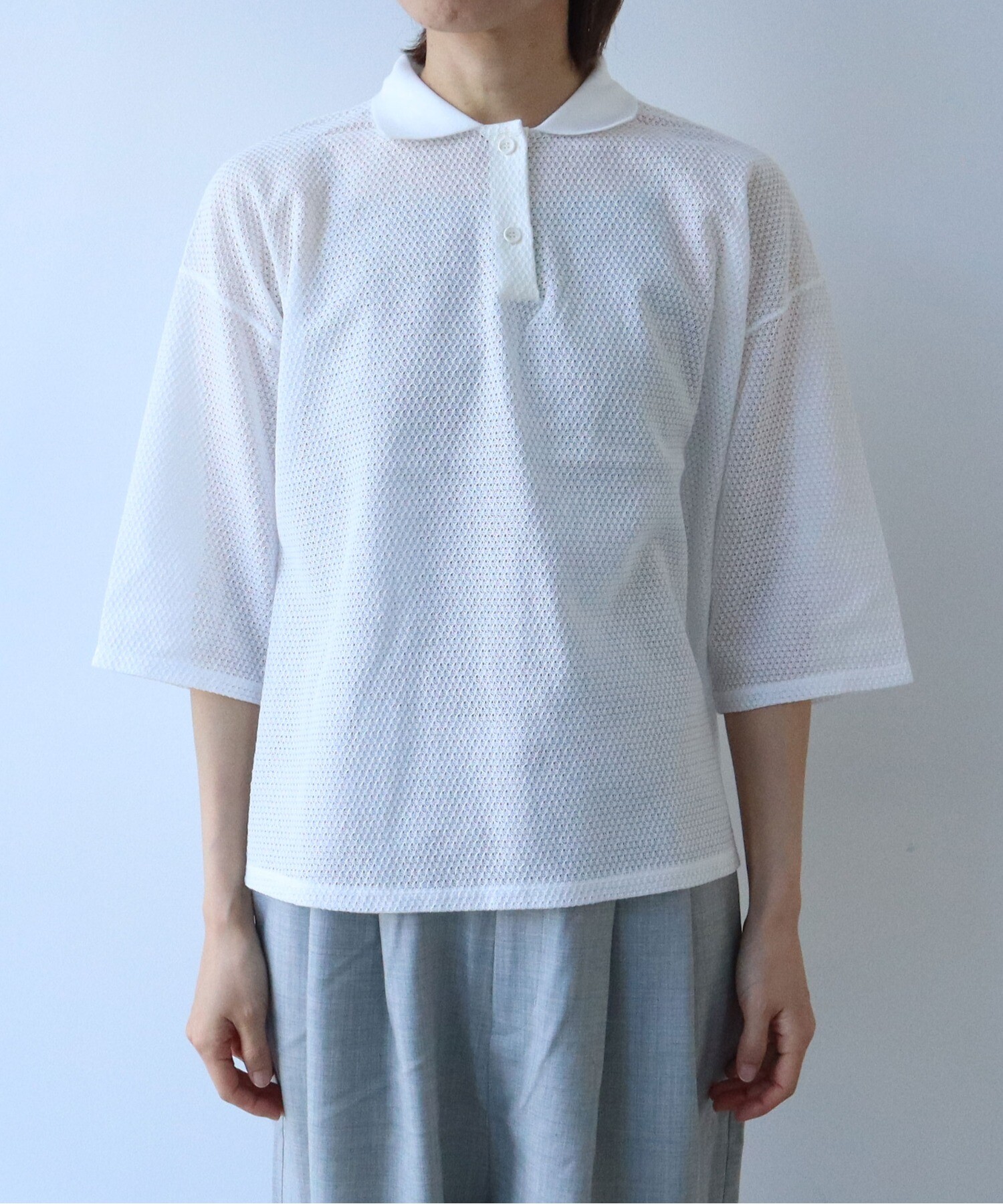 AMBUSH◆ポロシャツ/XXS/コットン/BLK/BWGB003F22JER001 AMBIDEX Store △コットンナイロン コバナレース ショート
