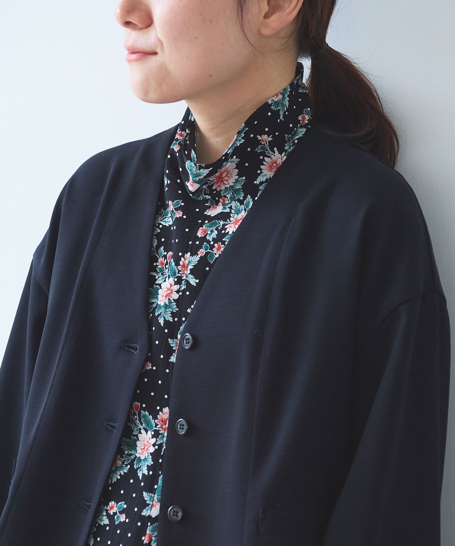 AMBIDEX Store ○レーヨンウール no collar ジャケット(F ダーク