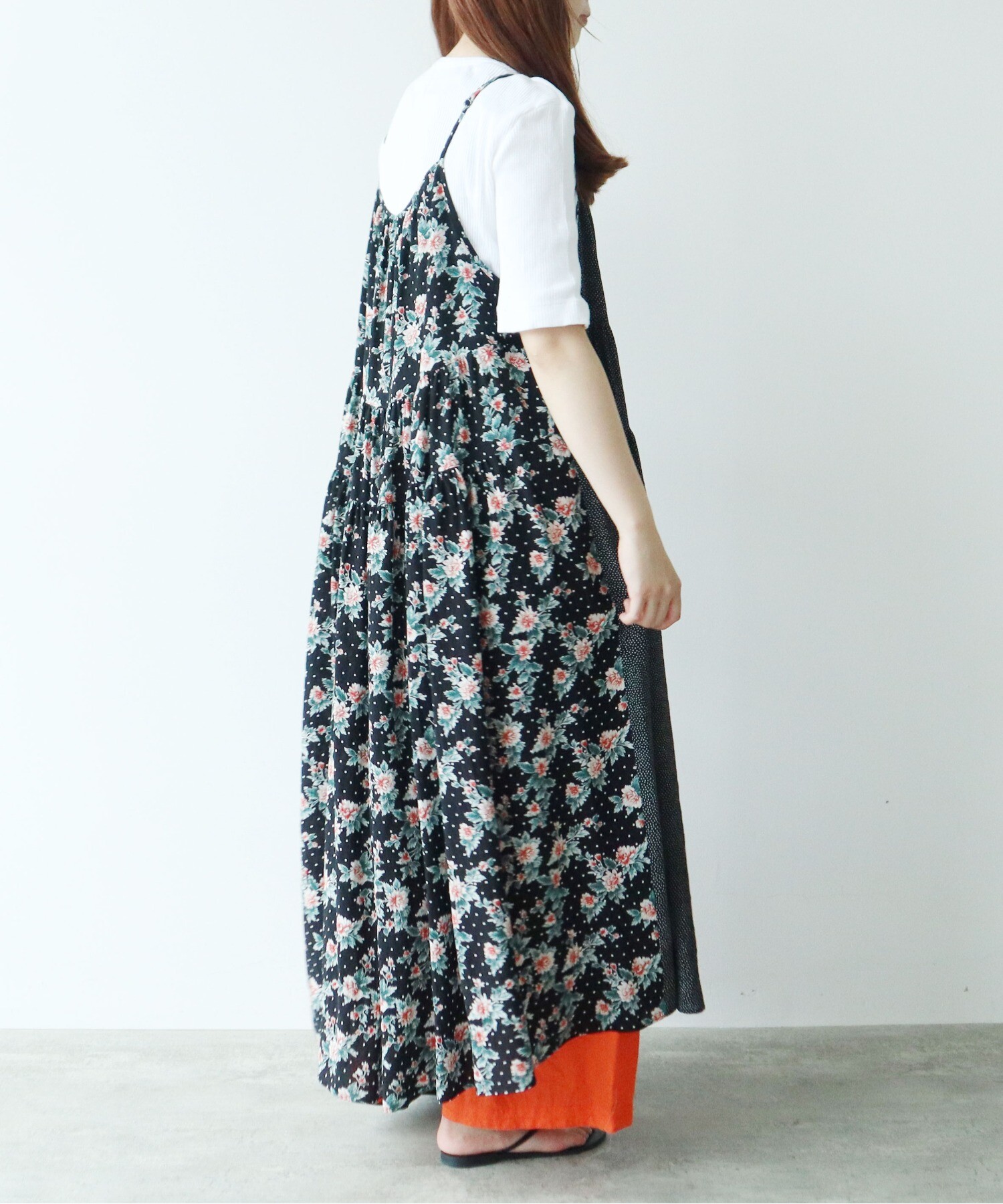 AMBIDEX Store ○dot×flower print jumper スカート(F マルチ
