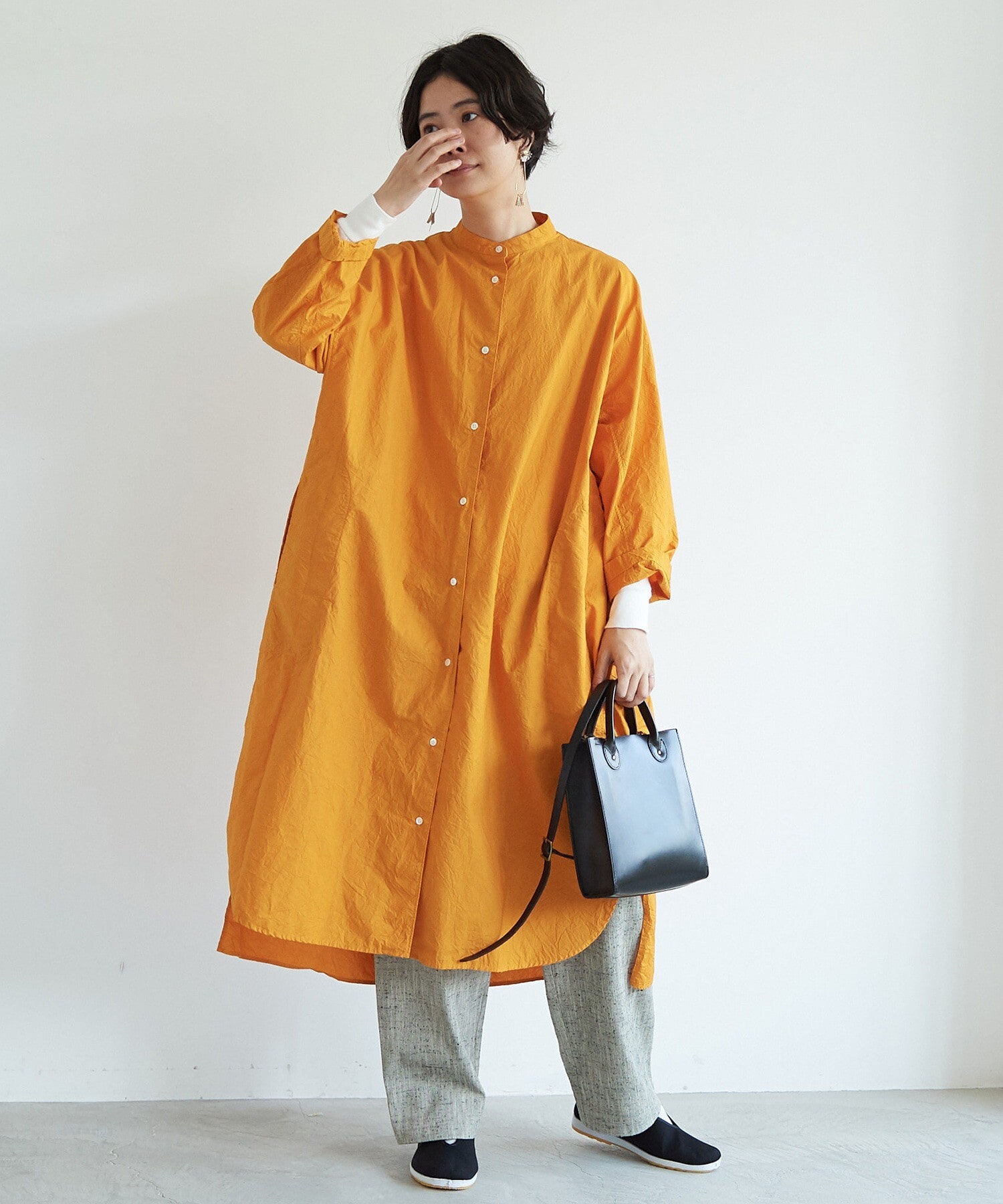 yuni  Cupra/Cotton/Linen  シャツワンピース