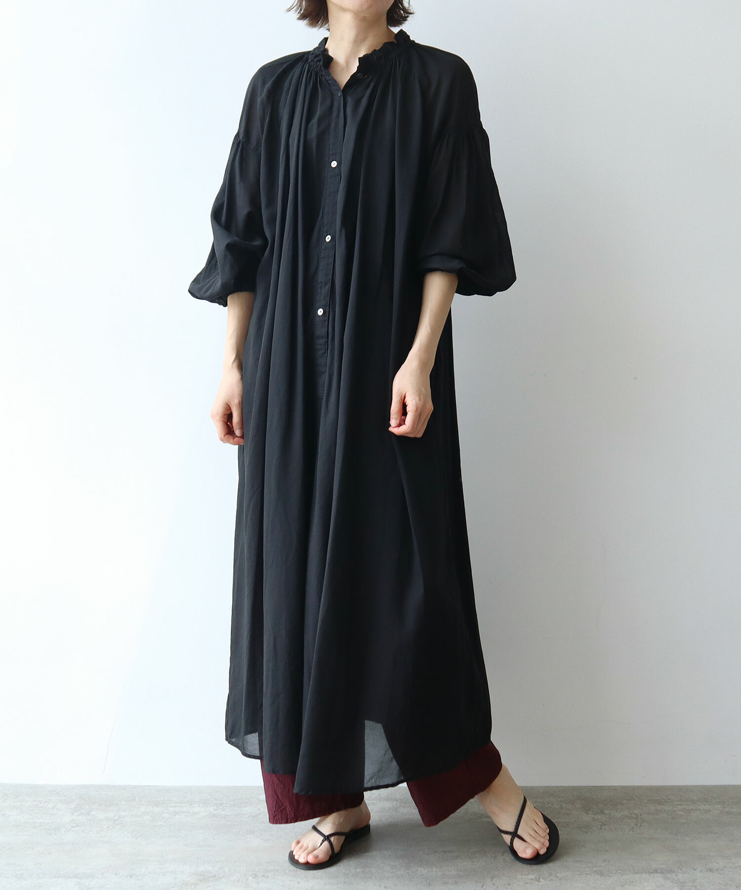 AMBIDEX Store ハイツイストコットン gather collar ワンピース
