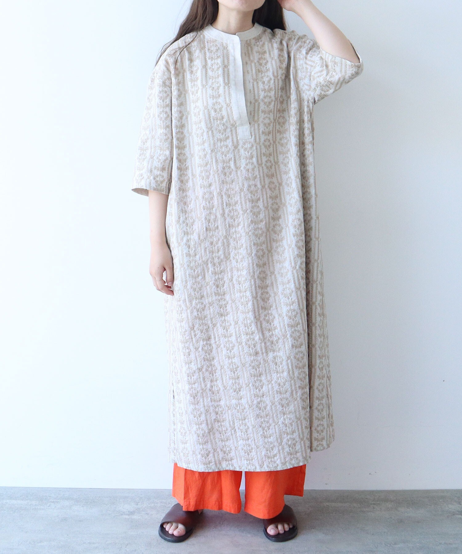 AMBIDEX Store △○L/embroidely kaftan ワンピース(F クロ): yuni