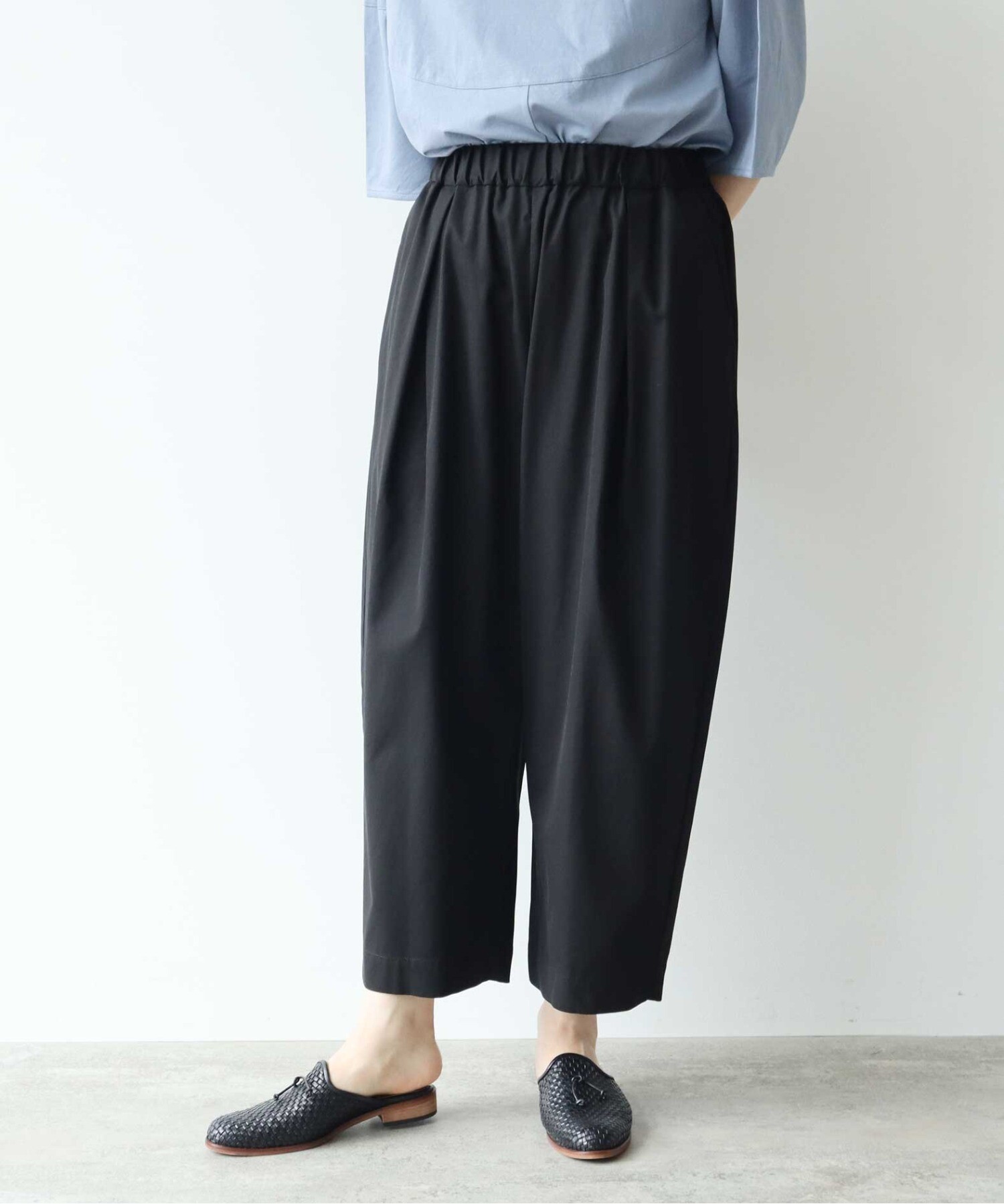 80's UK製 タック パンツ ブラック パンツ
