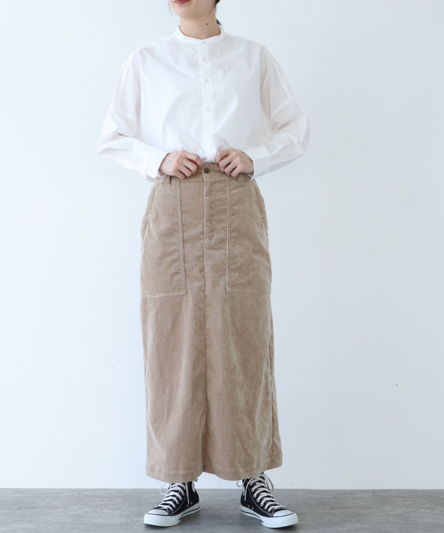 AMBIDEX Store ○シャンブレーコールスカート(F ベージュ): yuni