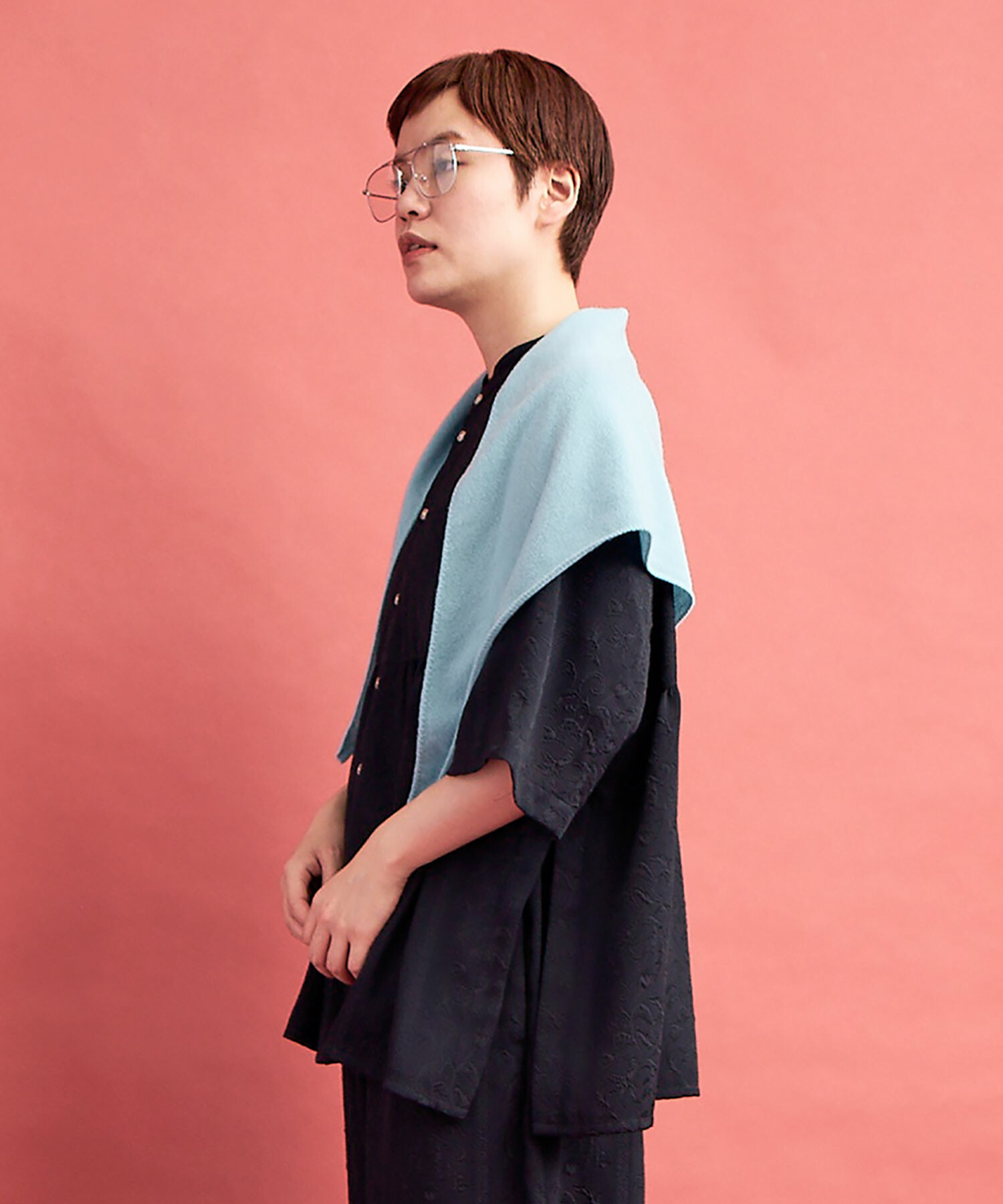 AMBIDEX Store ○botanical stripe gather シャツ(F NAVY): FLAT