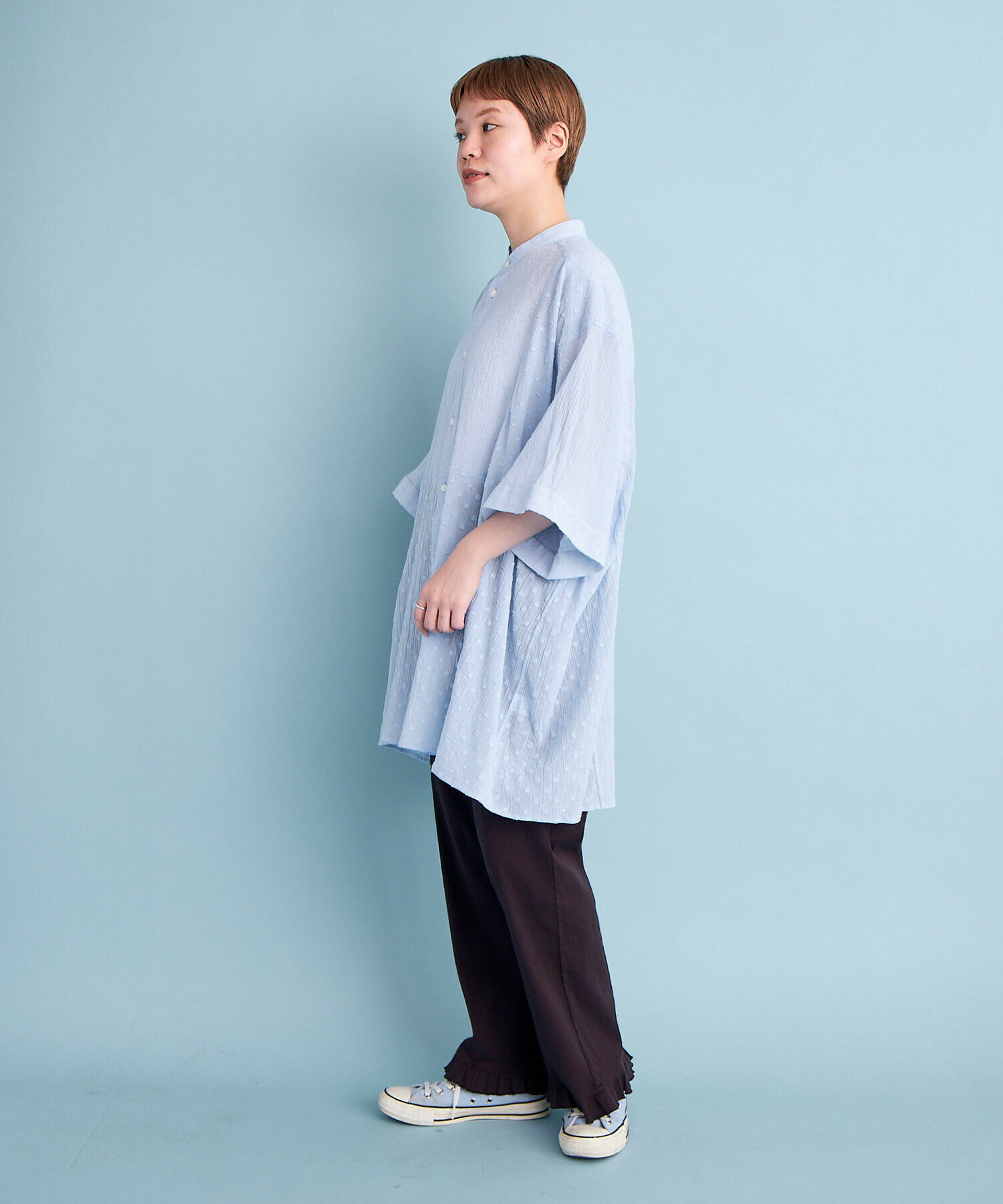 AMBIDEX Store DOT CUT DOBBY PAPA シャツ(F LIGHT BLUE): buoybuoy
