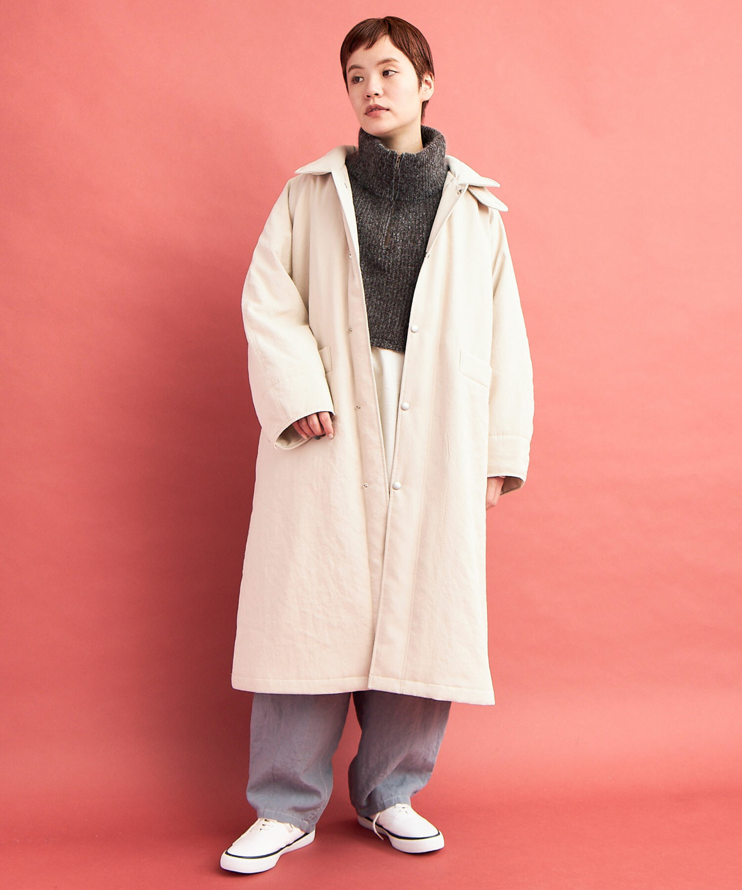 AMBIDEX Store ○LIGHT DICROS AIRO ステンカラーコート(F BLACK