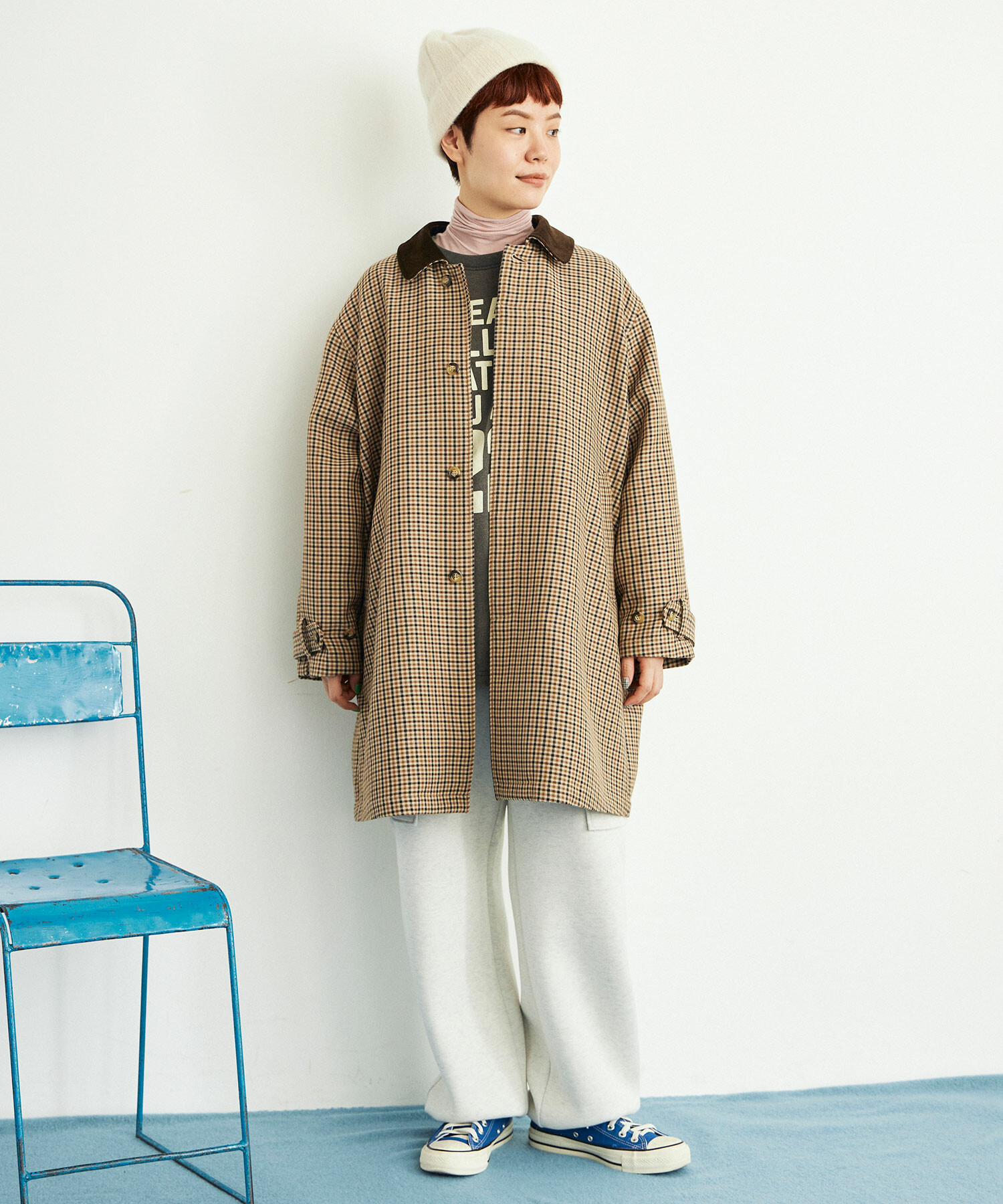 AMBIDEX Store △gunclub check ステンカラーコート(F NAVY CHECK