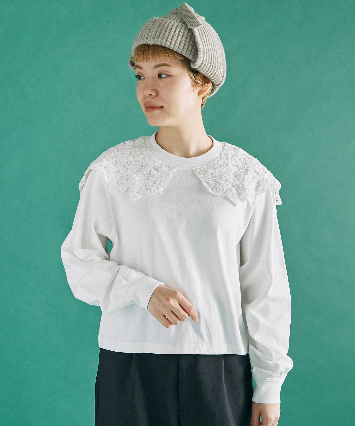 AMBIDEX Store △○バテンレース ショルダー Tシャツ(F WHITE): FLAT 