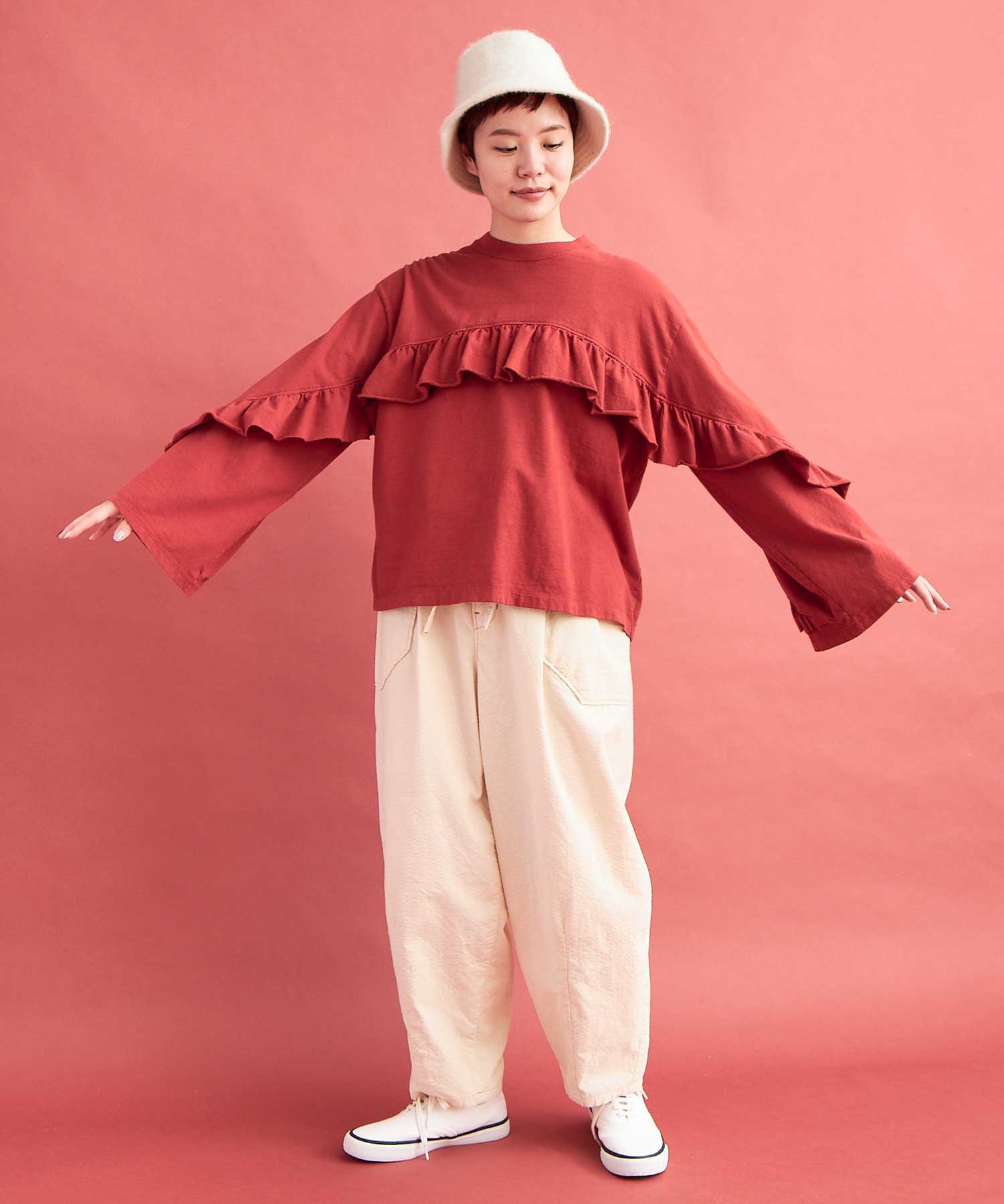 ディセンバーメイメイ⭐️未着用　unisex 1 ボアフリースフーディー AMBIDEX Store ○18/-度詰天竺 製品染 FRILL プルオーバー(F OFF