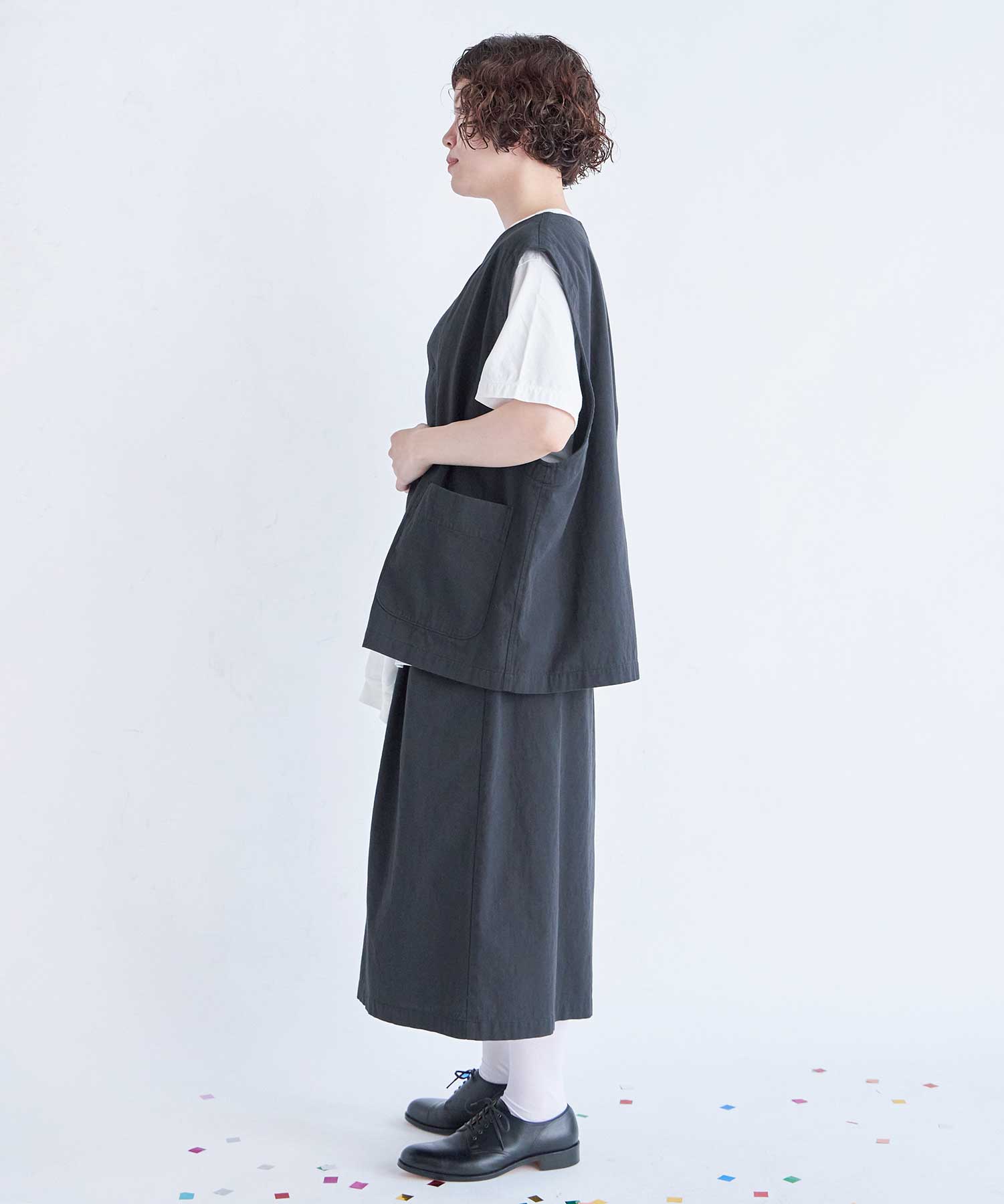 【海外限定】 AMBIDEX Store ○強撚TWILL ジレ(F BLACK): FLAT-cic-HATENA 雛人形・ひな祭り