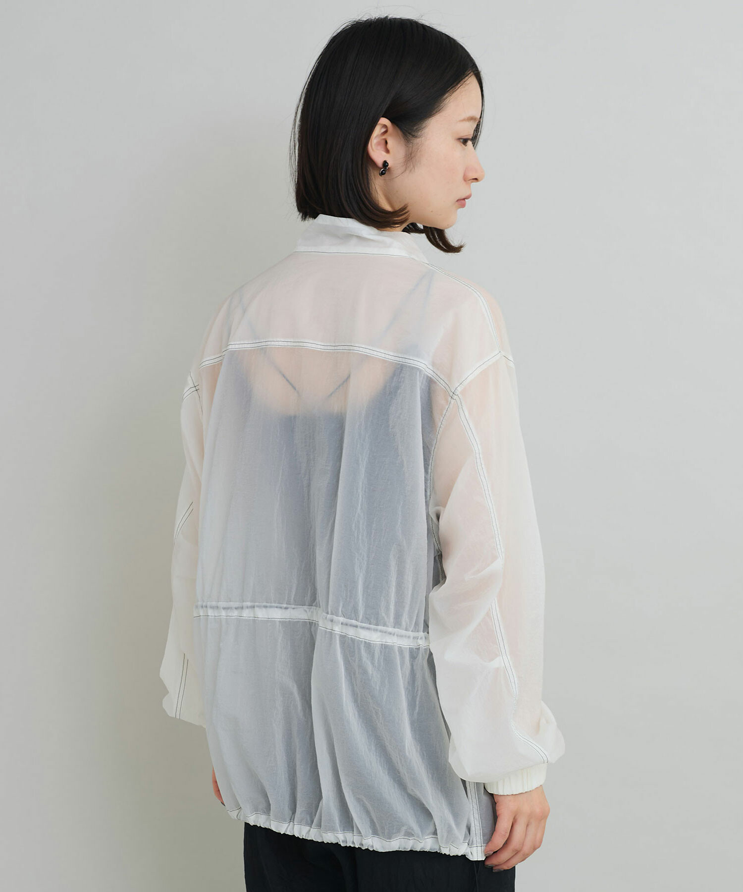AMBIDEX Store 〇シースルータフタ ジップブルゾン(F シロ): iki