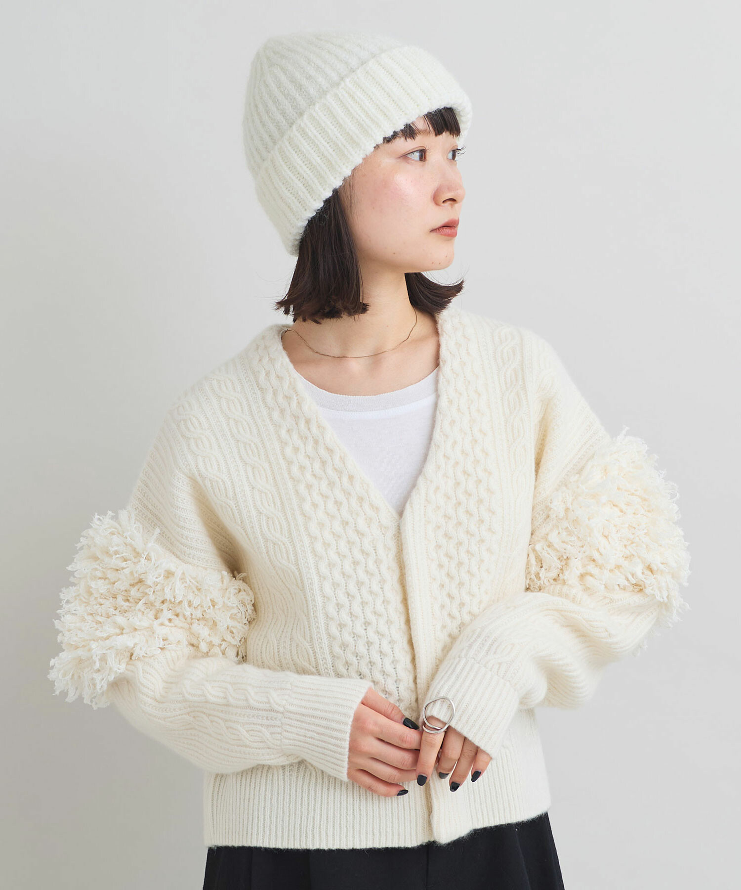 AMBIDEX Store ナイロンリリーヤーン モヘア ニット帽(F クロ): iki