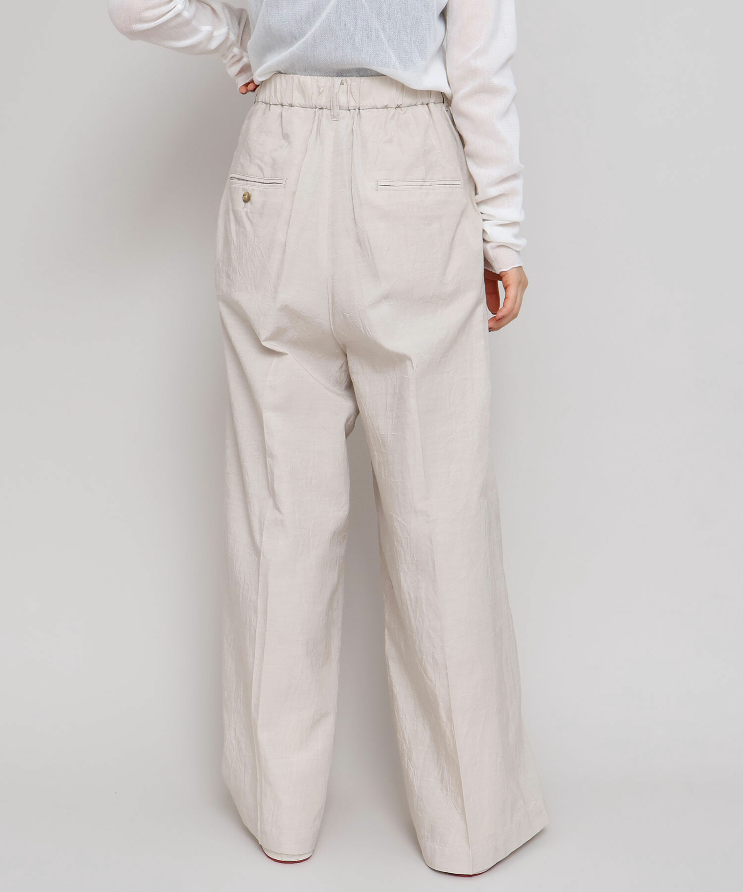 【新品】【送料込】MSGM　バイカラー　パンツ　ベージュ×ピンク　タグ付き ゴムスピンドル付き 脇開き ベイカーパンツ[品番：TWPW0001501