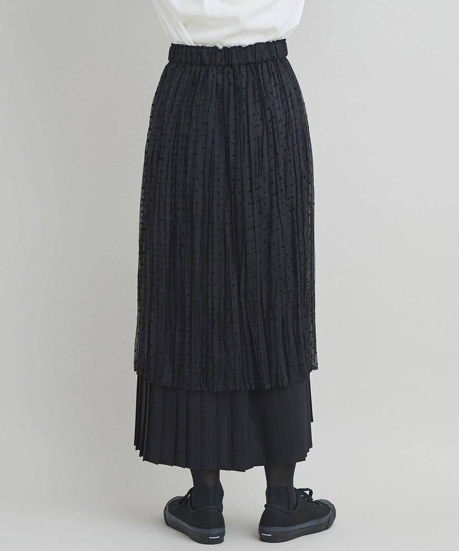 AMBIDEX Store 〇オーガンジーフロッキードット プリーツ スカート(F