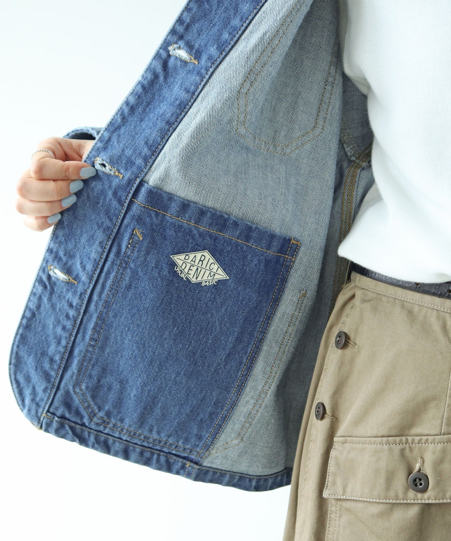 AMBIDEX Store 12.5OZデニム カバーオール (サックス)(S サックス