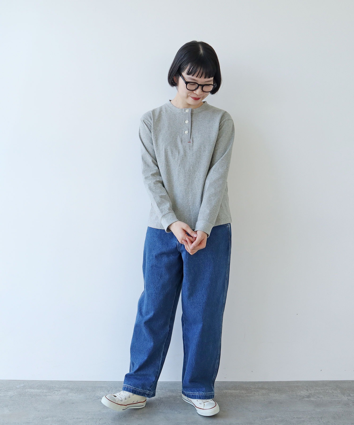 AMBIDEX Store △○度詰め丸胴天竺 ヘンリーネックプルオーバー