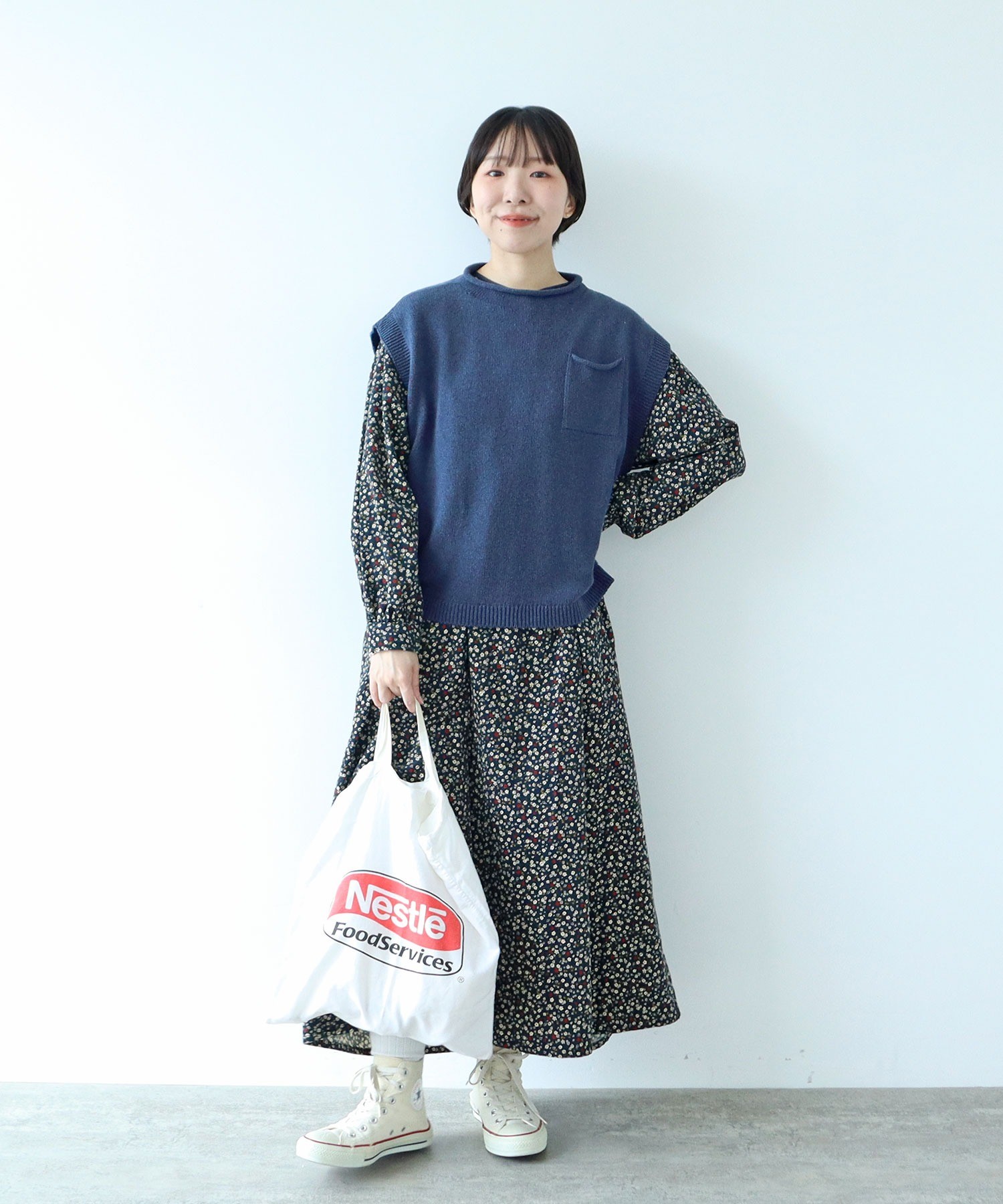 ほふこさん　ebure ライトシルクコットン Vネックベスト　サイズ38 ebure/エブール｜新作入荷！ 待望の“コットンシルク”シリーズを