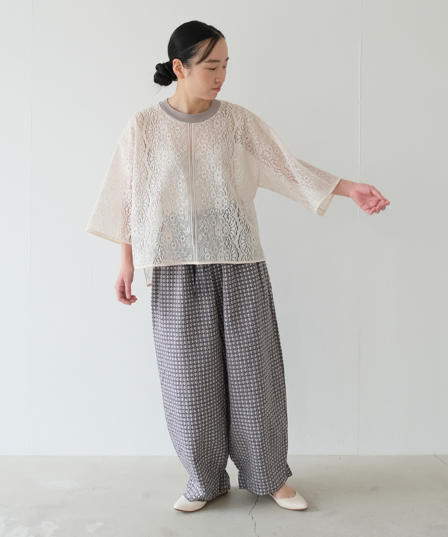 AMBIDEX Store 〇nostalgic lace short sleeve プルオーバー(F キナリ 