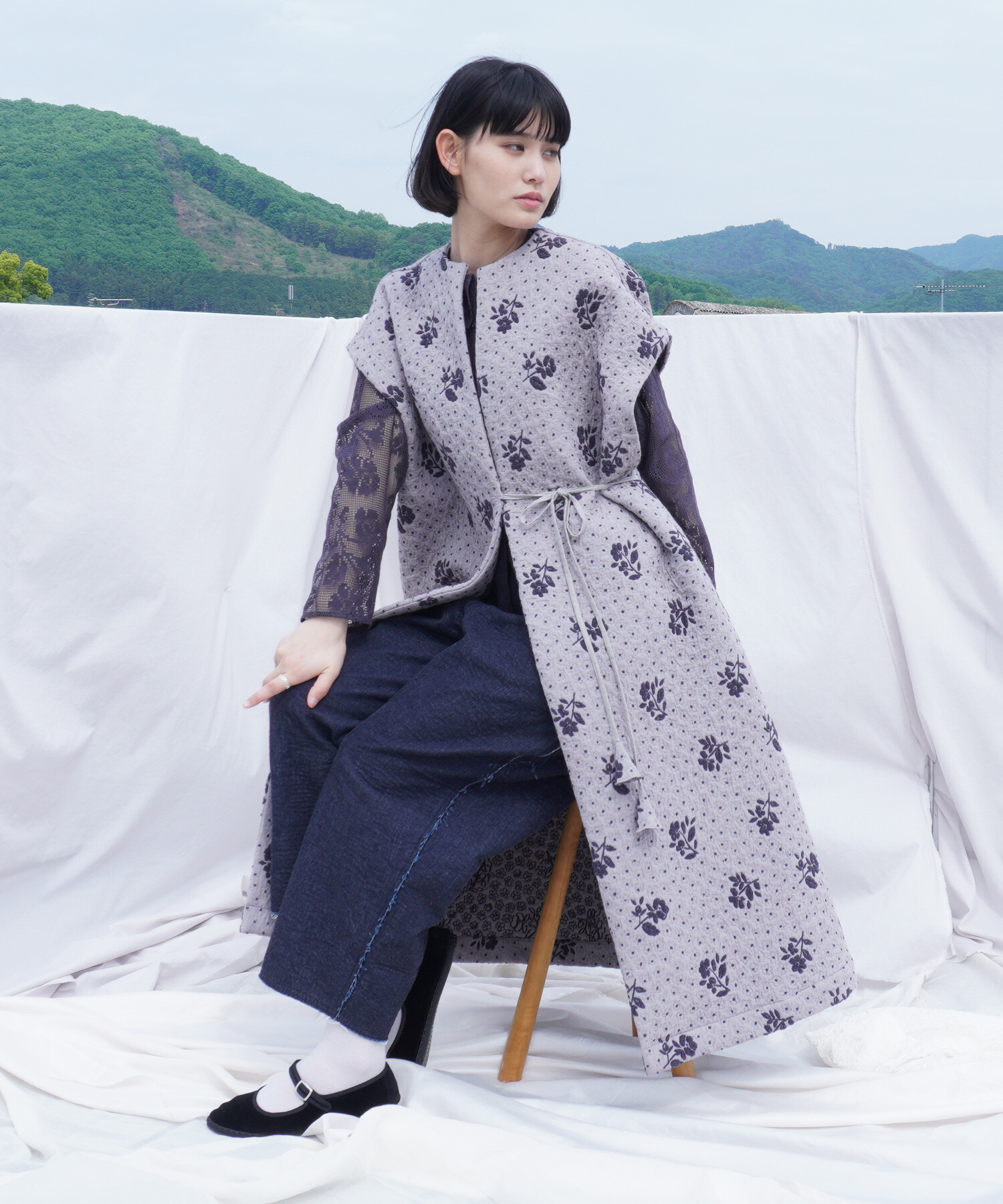 AMBIDEX Store 【予約販売】〇flower vintage jacquard ロングジレ(F 