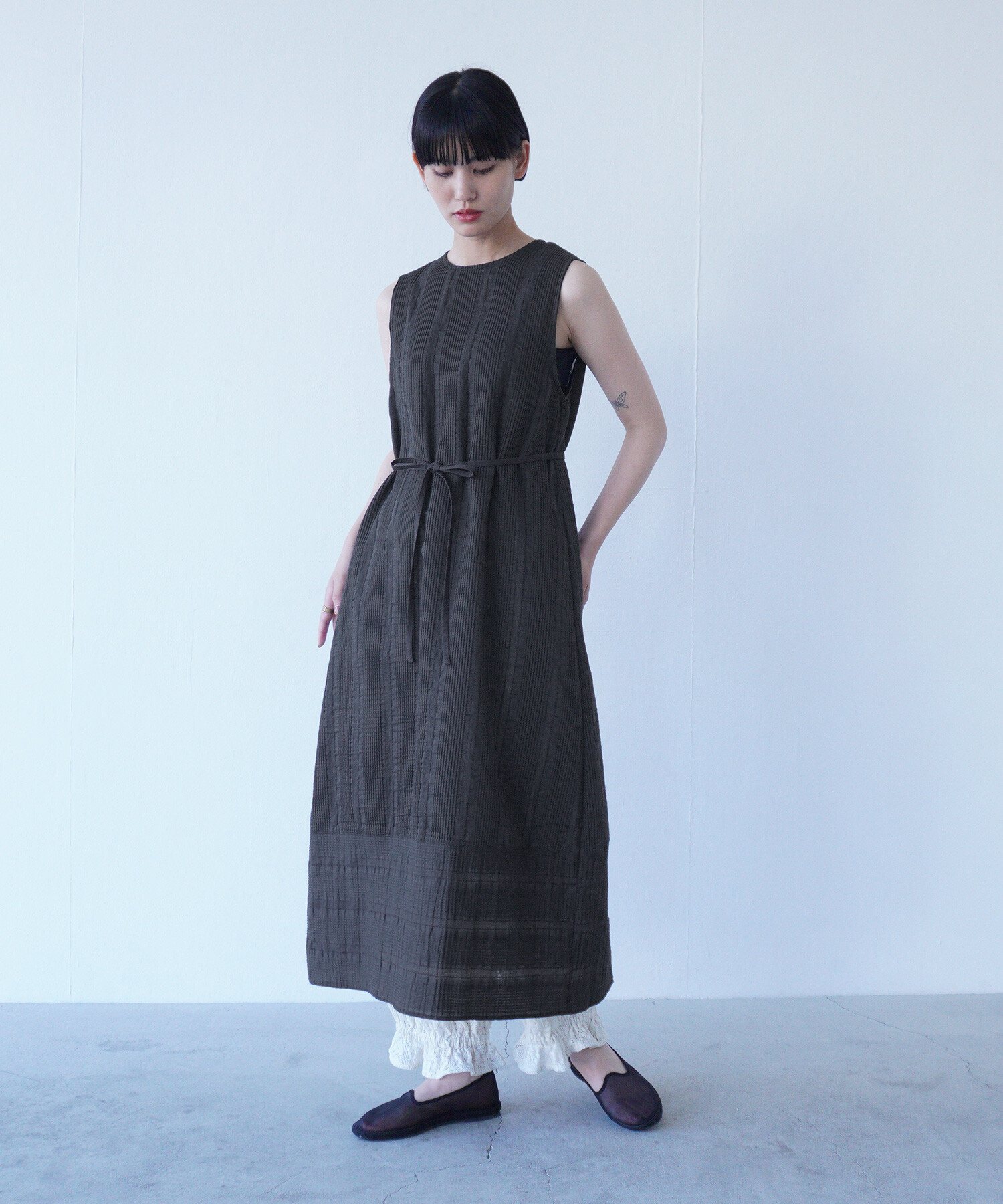 AMBIDEX Store △〇pintuck jacquard ベストワンピース(F キナリ