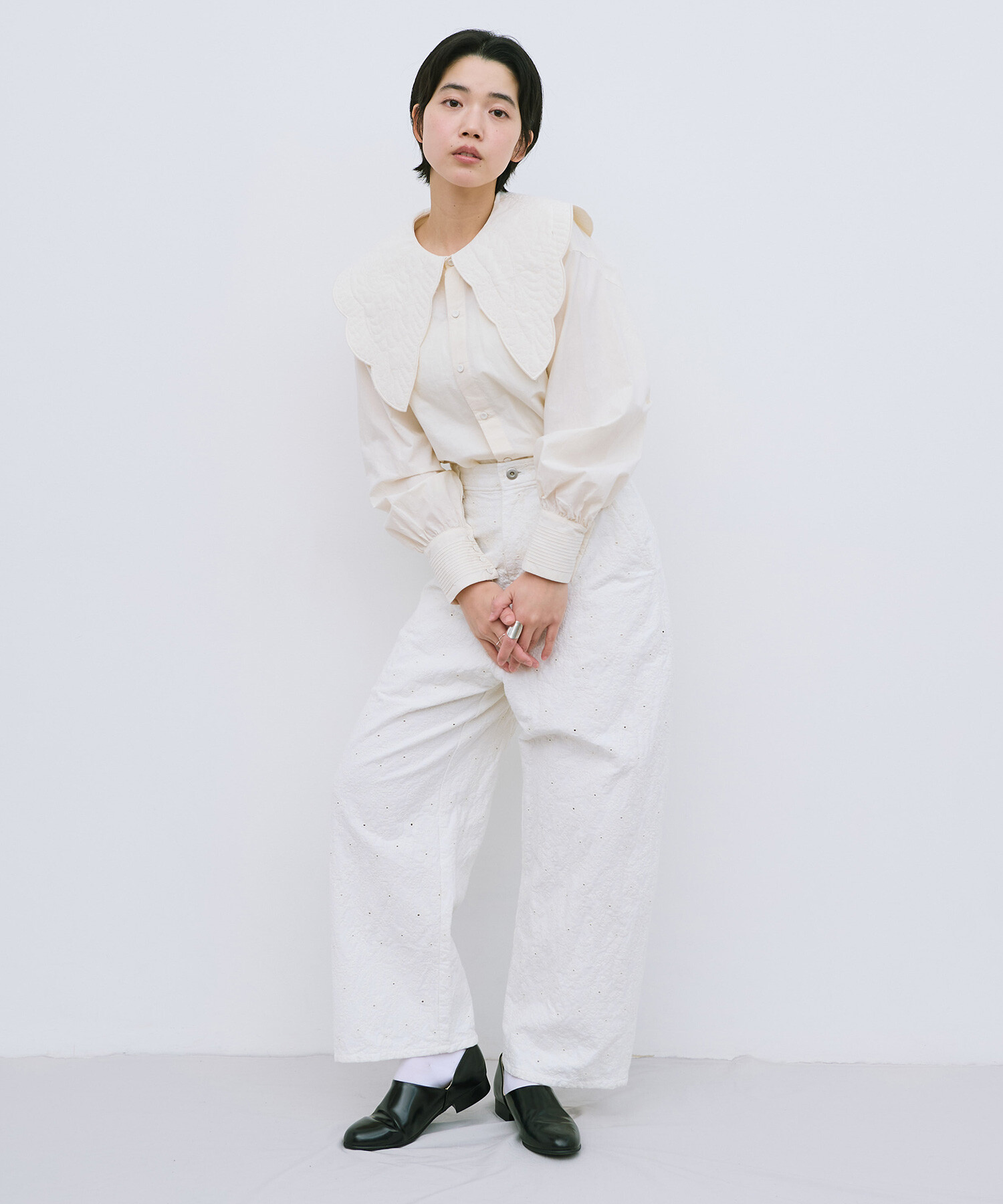 AMBIDEX Store 【予約販売】garden embroidery デニムパンツ(F navy