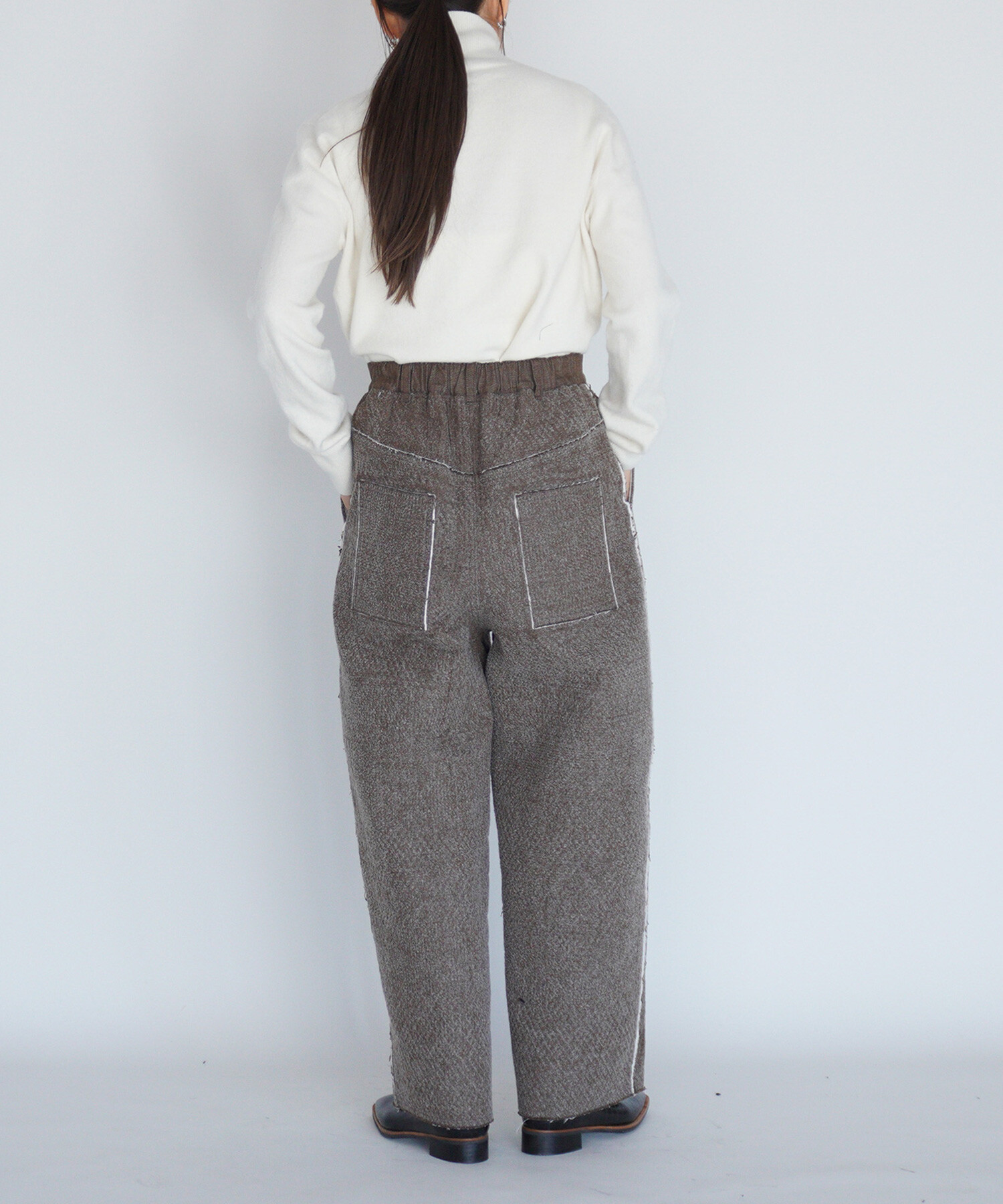 AMBIDEX Store 〇Denim/freece needle punch カーブパンツ(F ネイビー