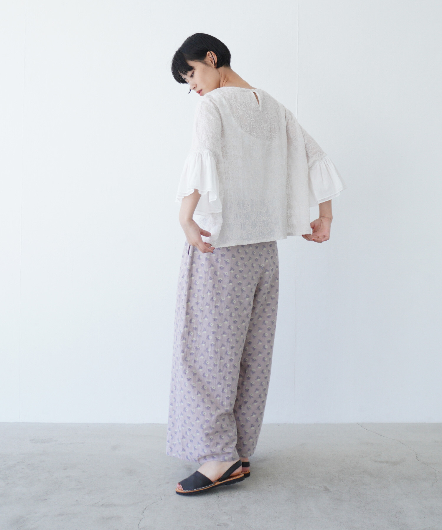 kanthaジャガード ギャザーパンツ qiri AMBIDEX AMBIDEX Store △〇kanthaジャカード ギャザーパンツ(F ベージュ